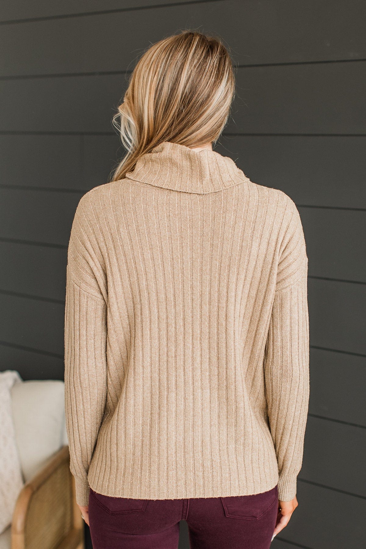 Point The Way Turtle Neck Sweater- Beige - Image 8
