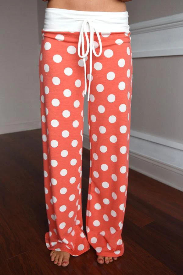 Polka Dot Lounge Pants ~ Coral - Image 2