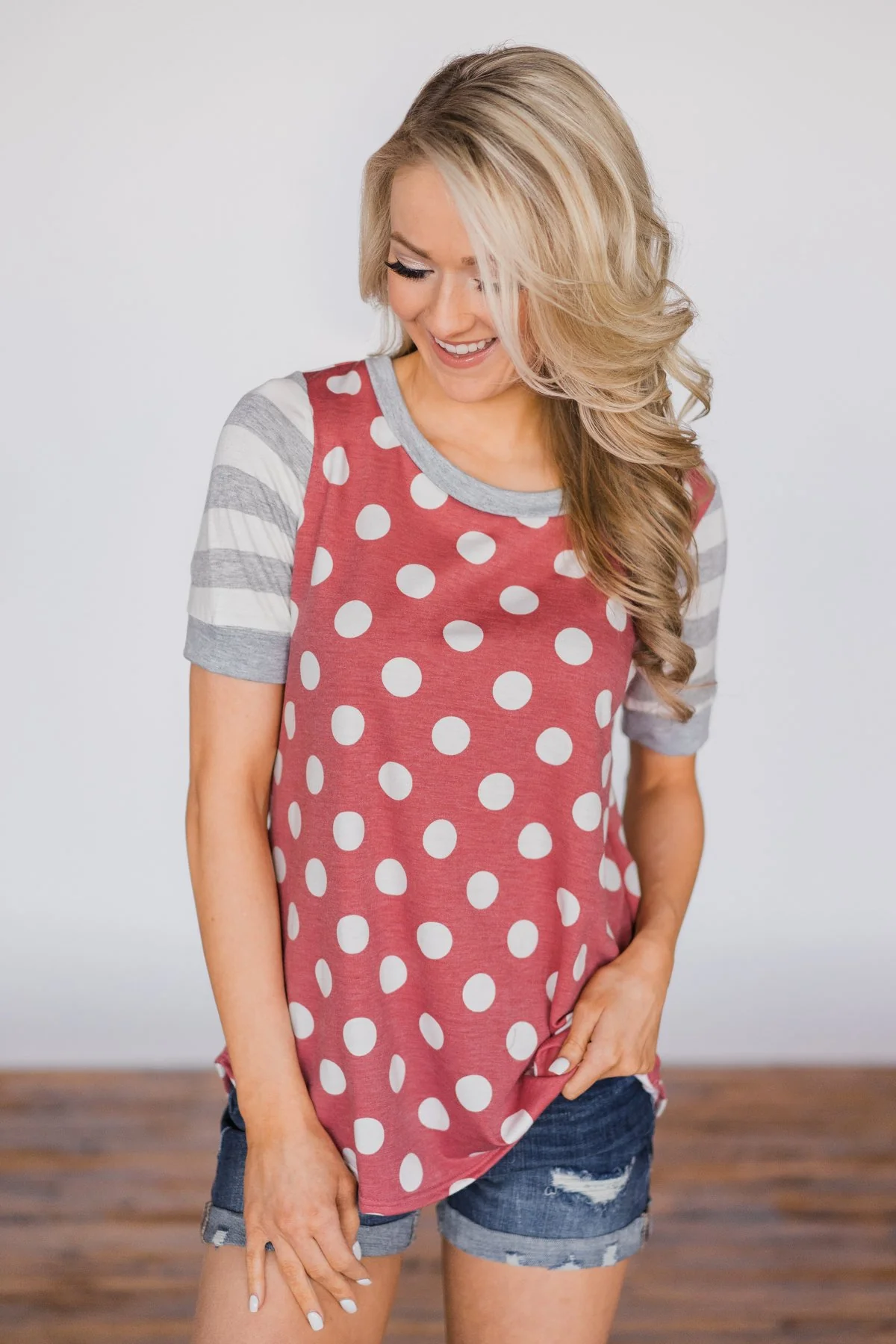 Polka Dot & Stripes Forever - Dusty Red