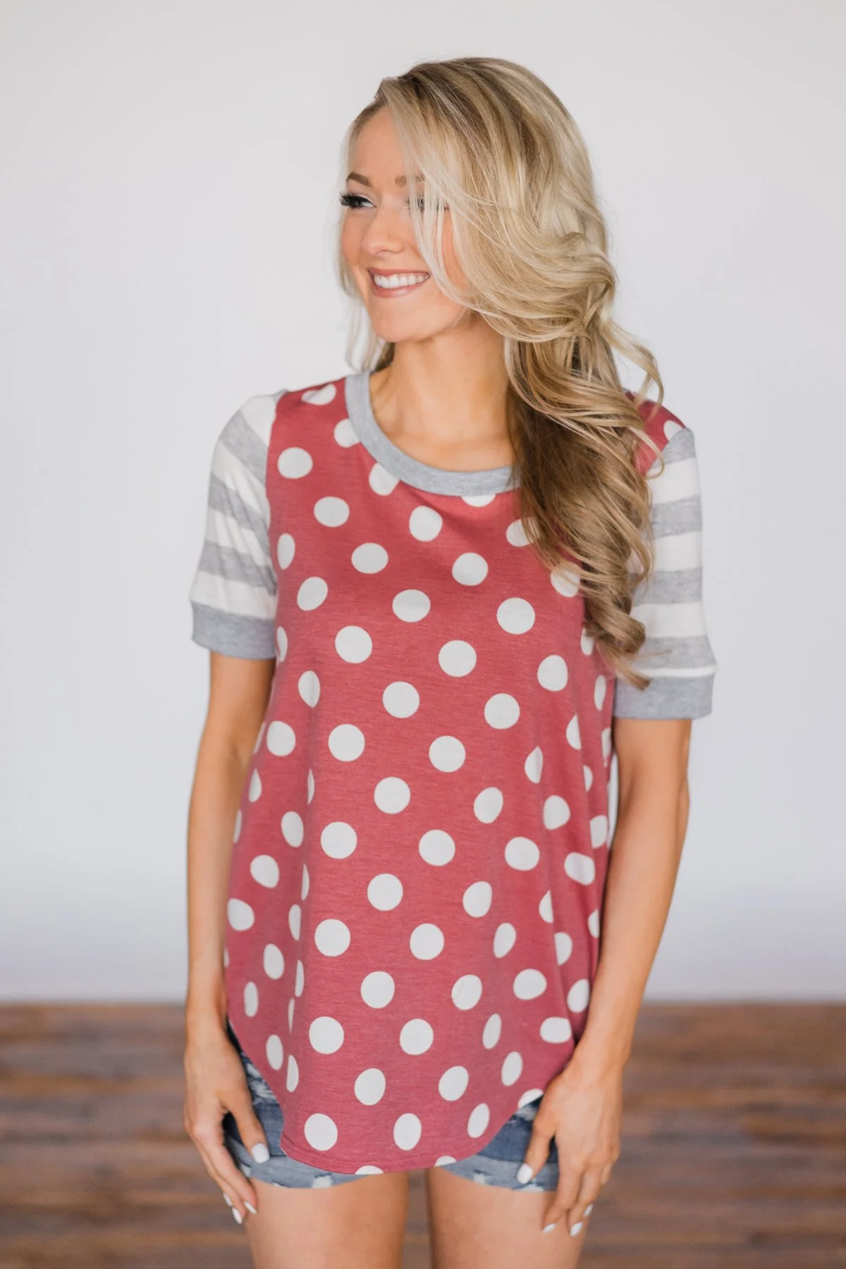 Polka Dot & Stripes Forever - Dusty Red - Image 2