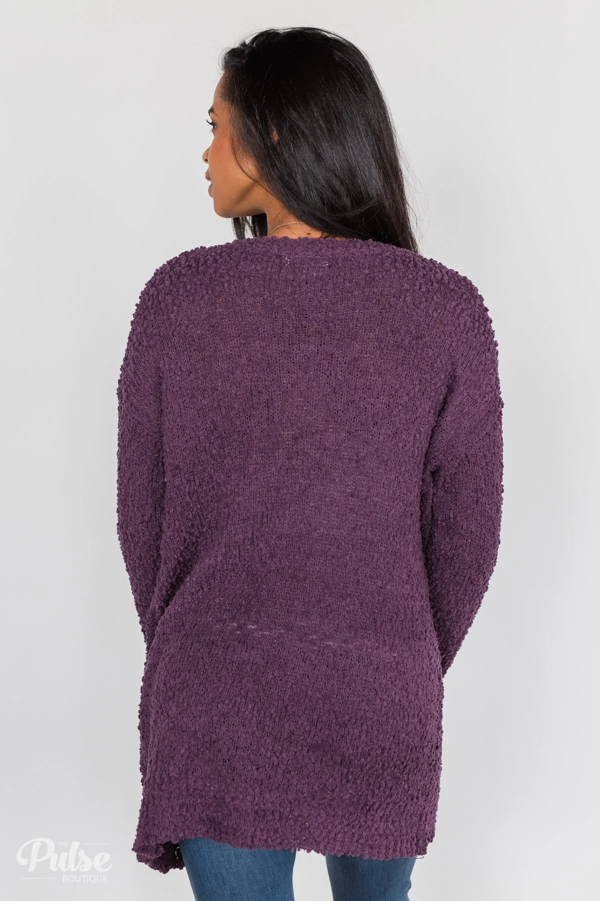 Popcorn Cardigan - Eggplant - Image 10