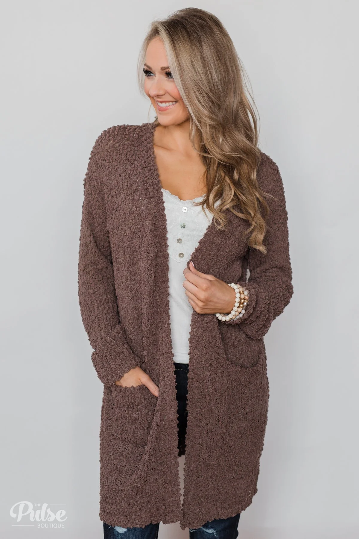 Popcorn Cardigan- Mocha