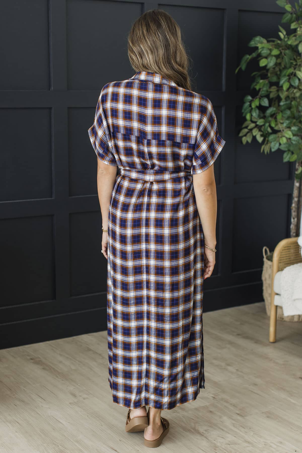 Porch Swing Daydreams Button Up Maxi Dress- Navy & Burnt Orange - Image 7