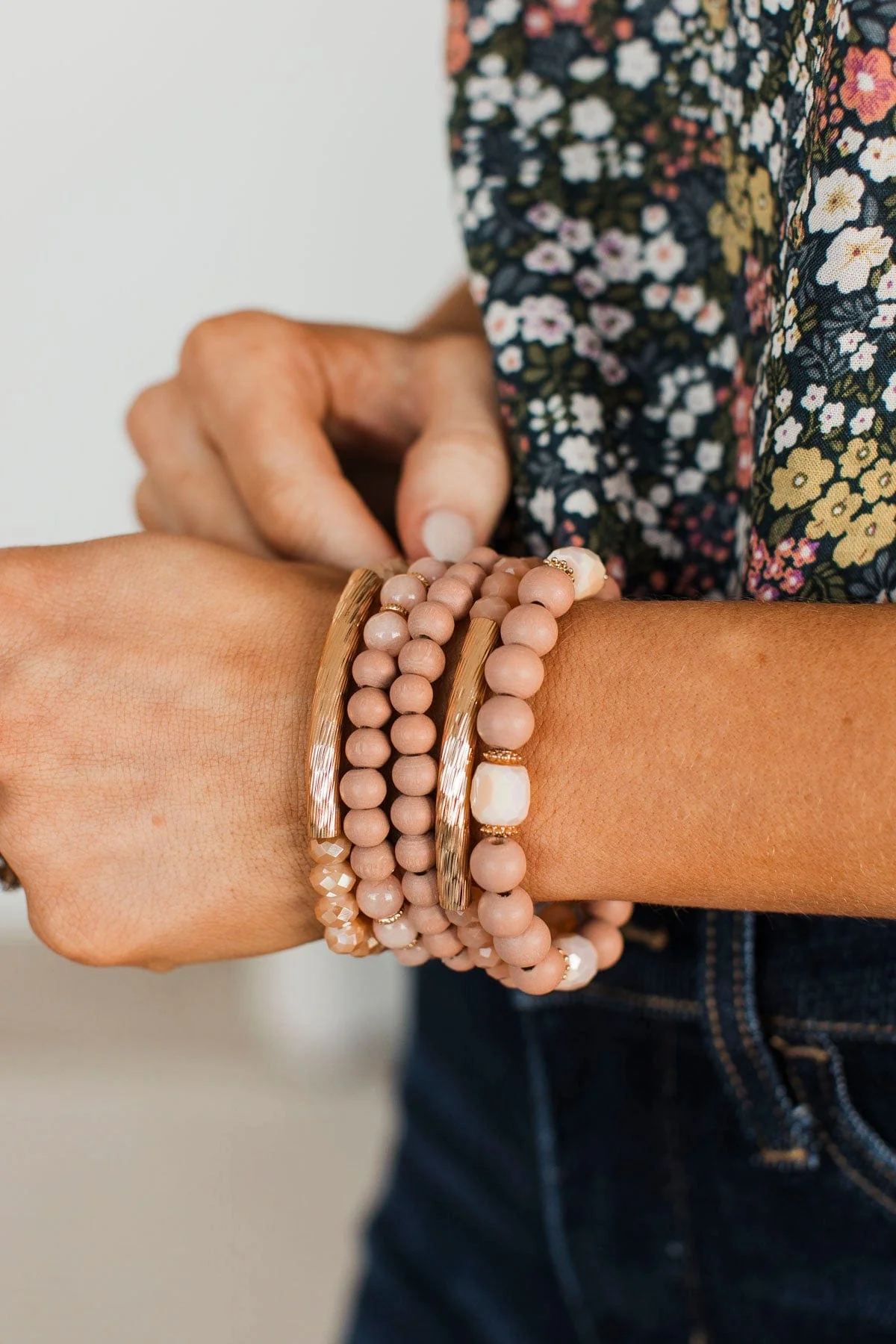 Posh Presence Beaded Bracelet Set- Mauve