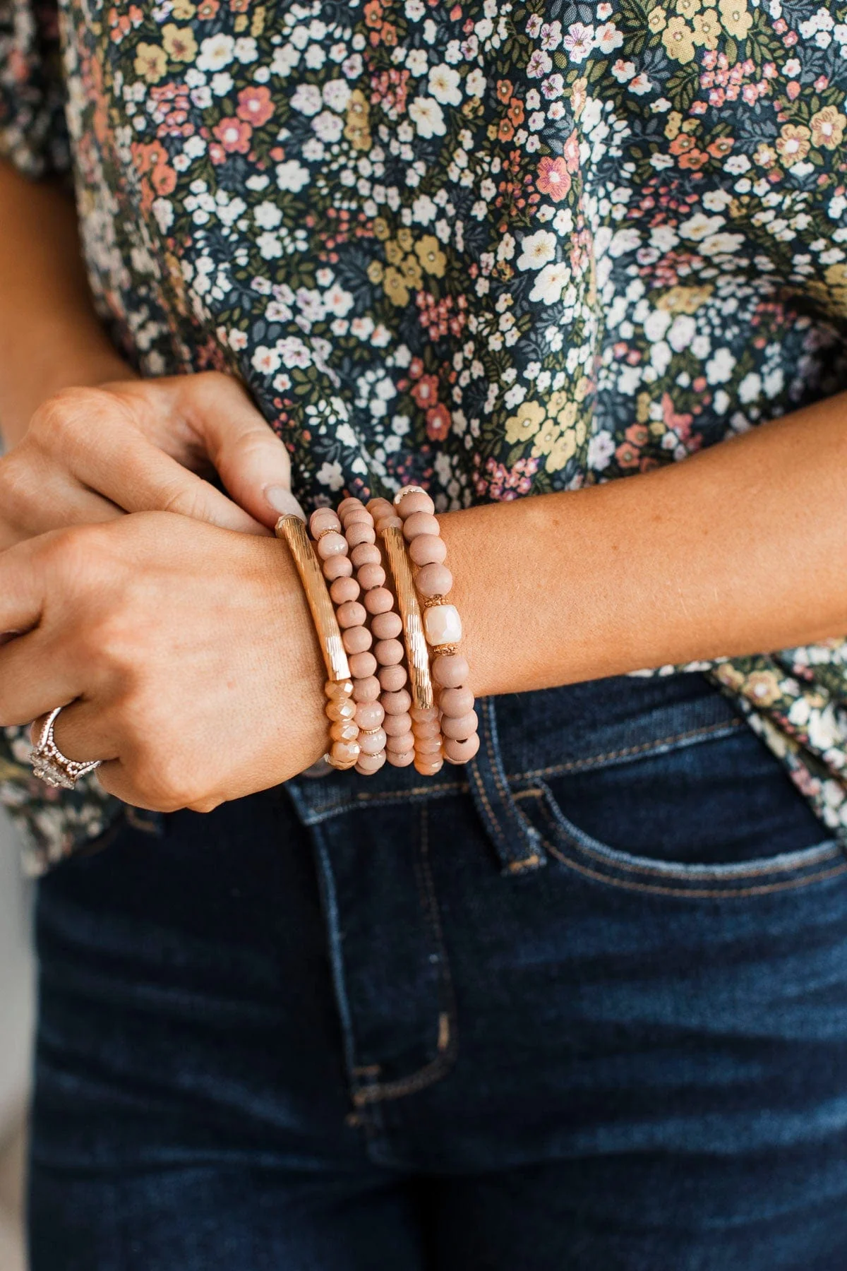 Posh Presence Beaded Bracelet Set- Mauve - Image 2