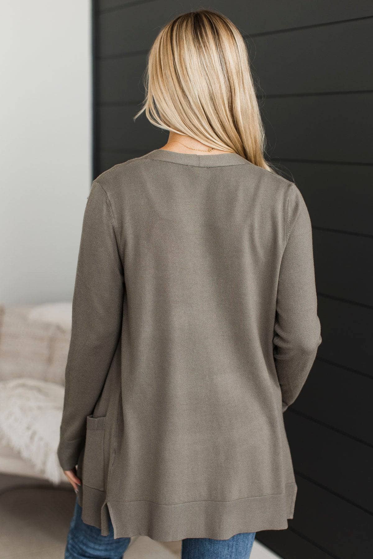 Positive Outlook Open Front Cardigan- Dusty Olive - Image 9