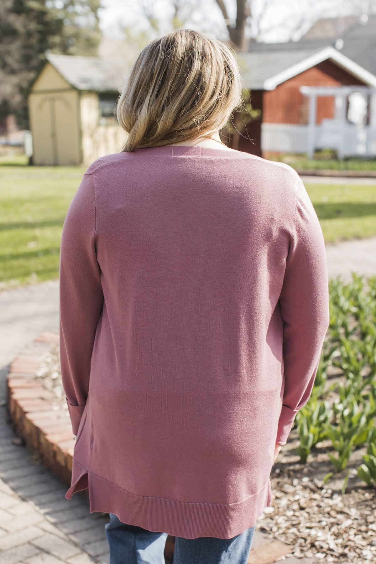 Positive Outlook Open Front Cardigan- Dusty Rose - Image 4