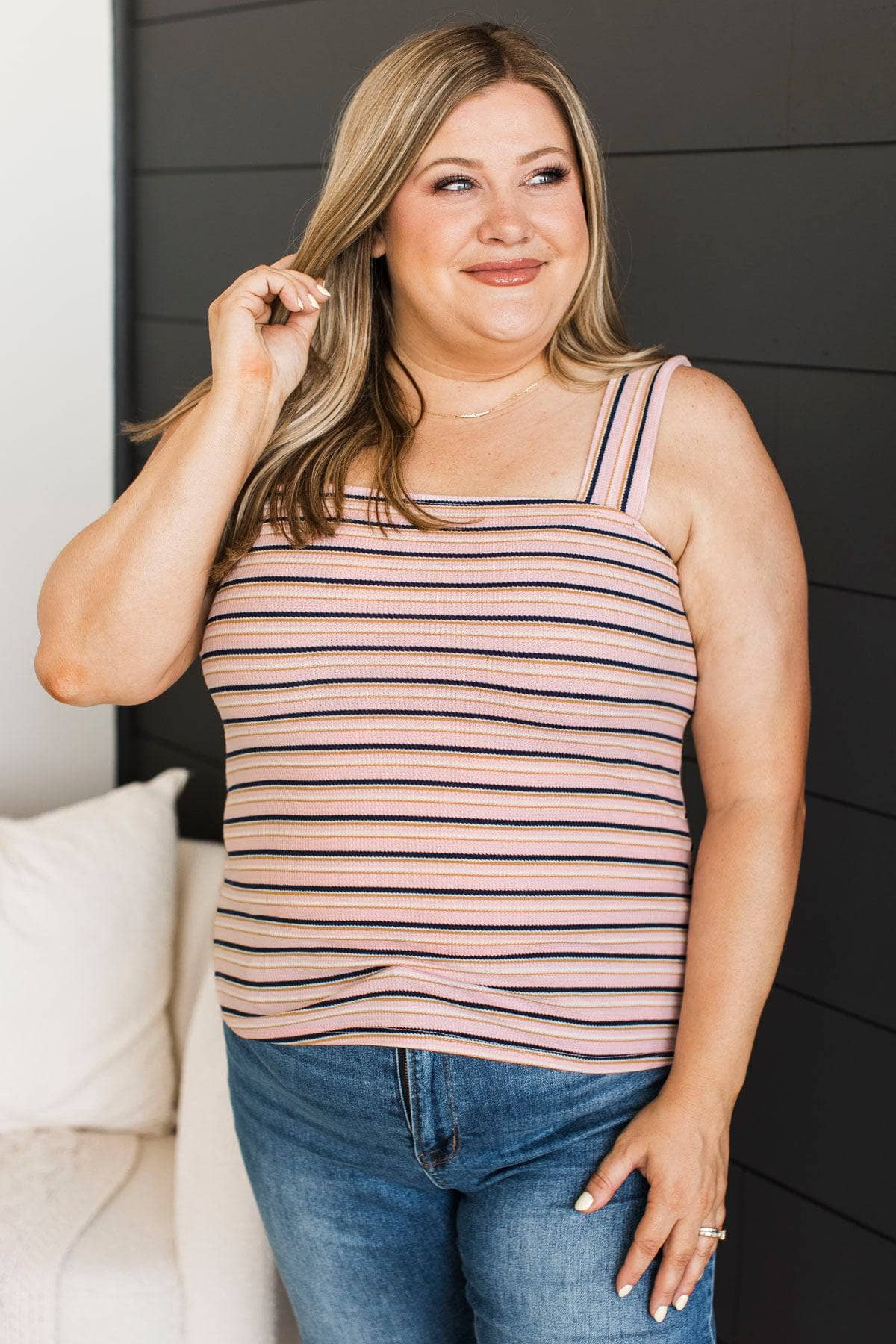 Positively Sweet Striped Tank Top- Pink - Image 3