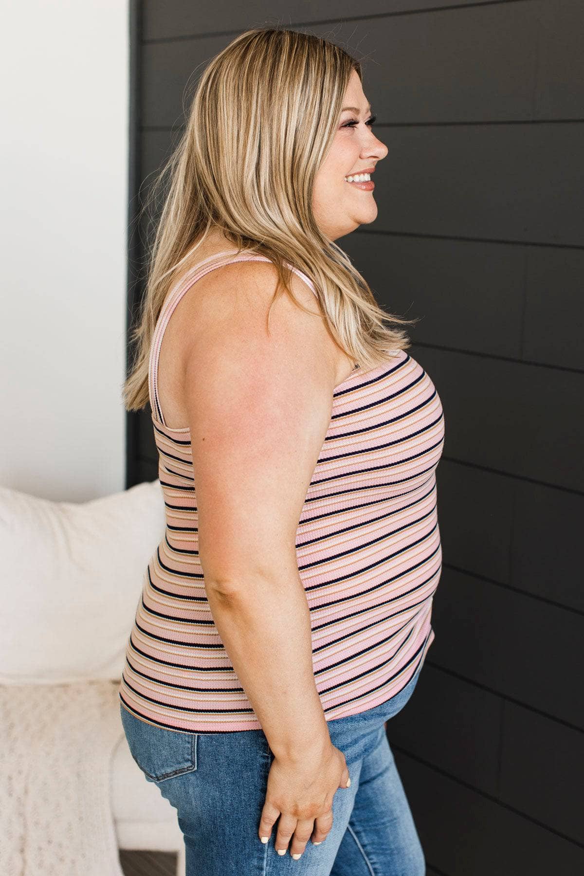 Positively Sweet Striped Tank Top- Pink - Image 5