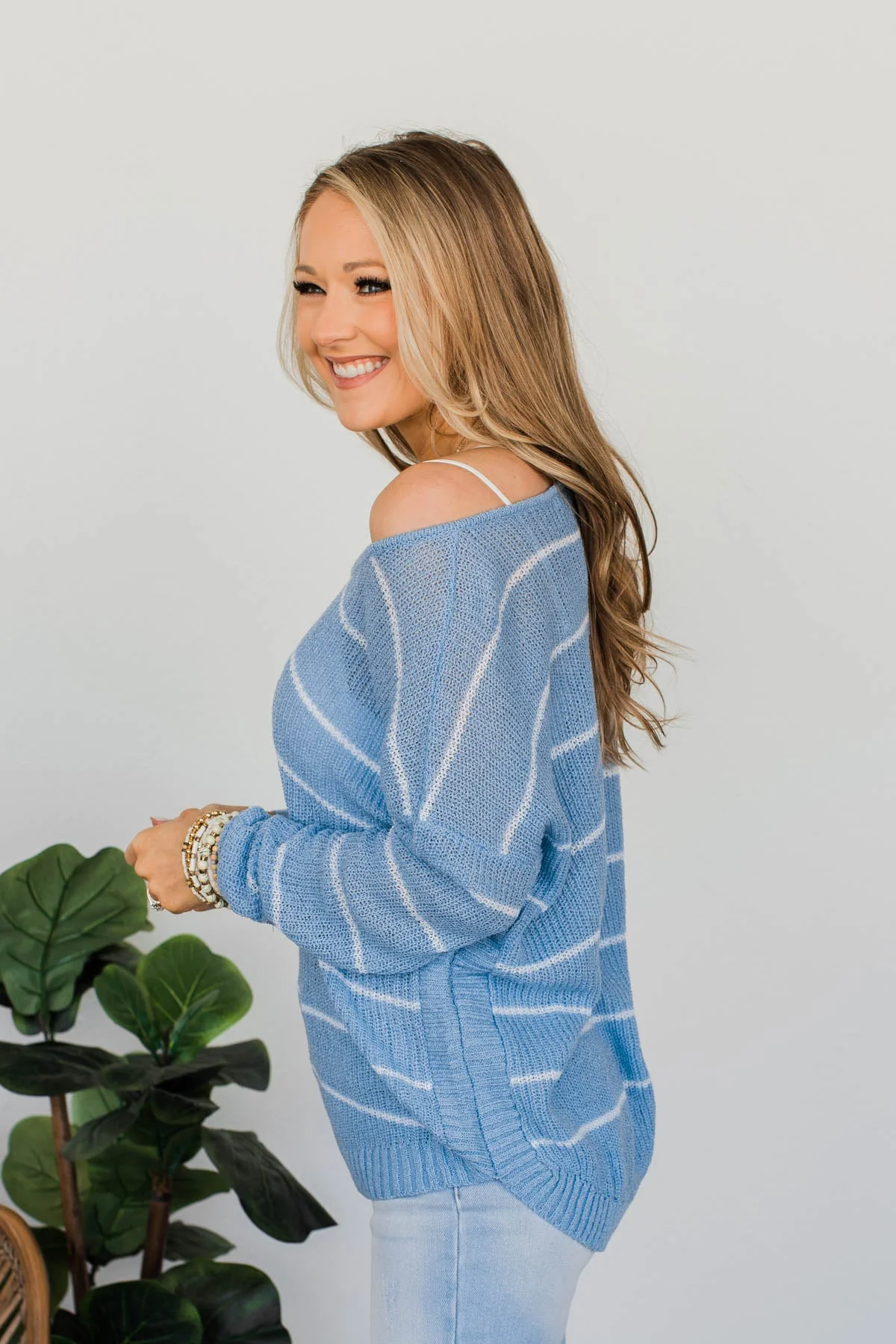 Pot Of Gold Striped Sweater- Light Blue - Image 7
