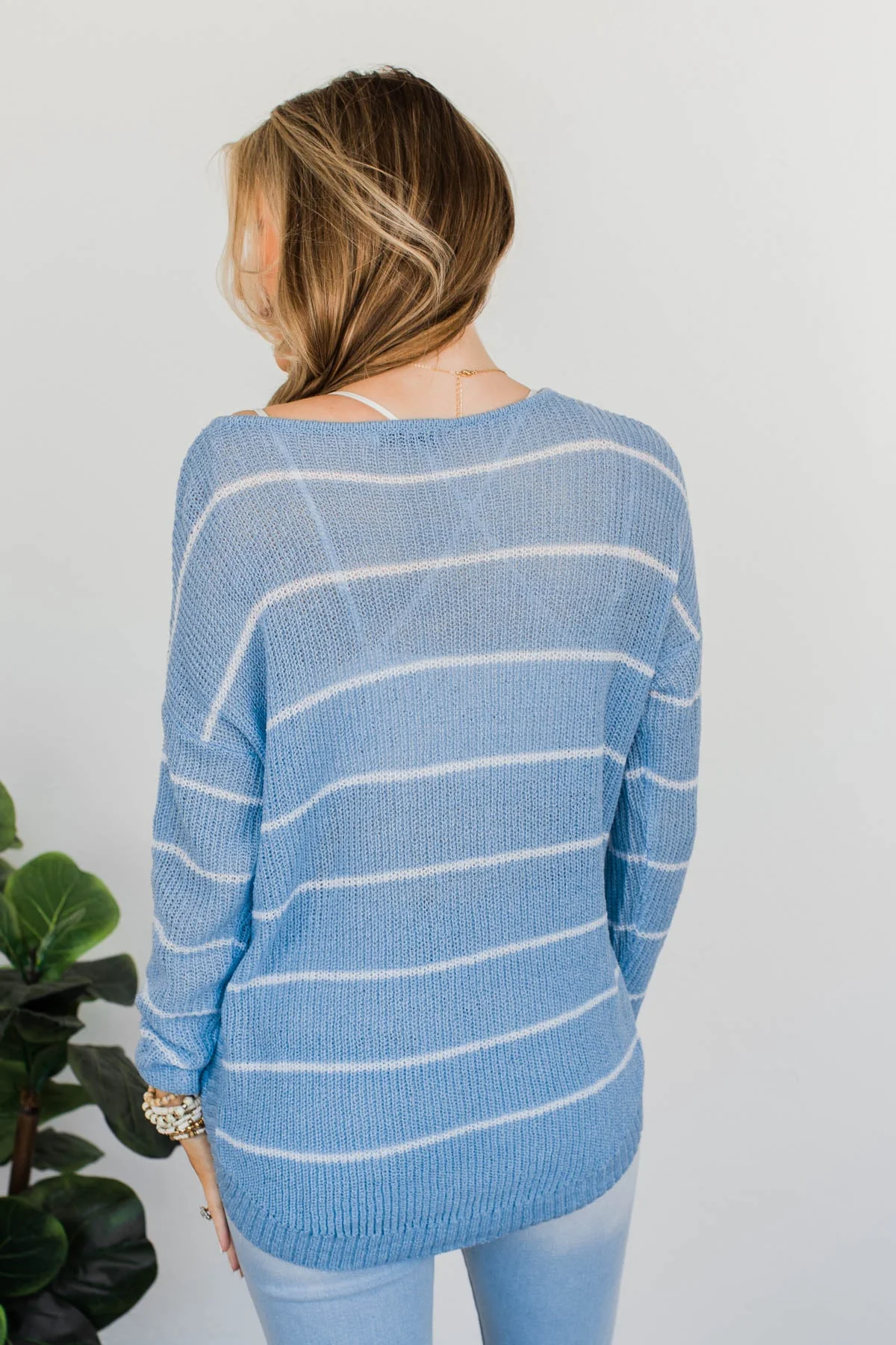 Pot Of Gold Striped Sweater- Light Blue - Image 9