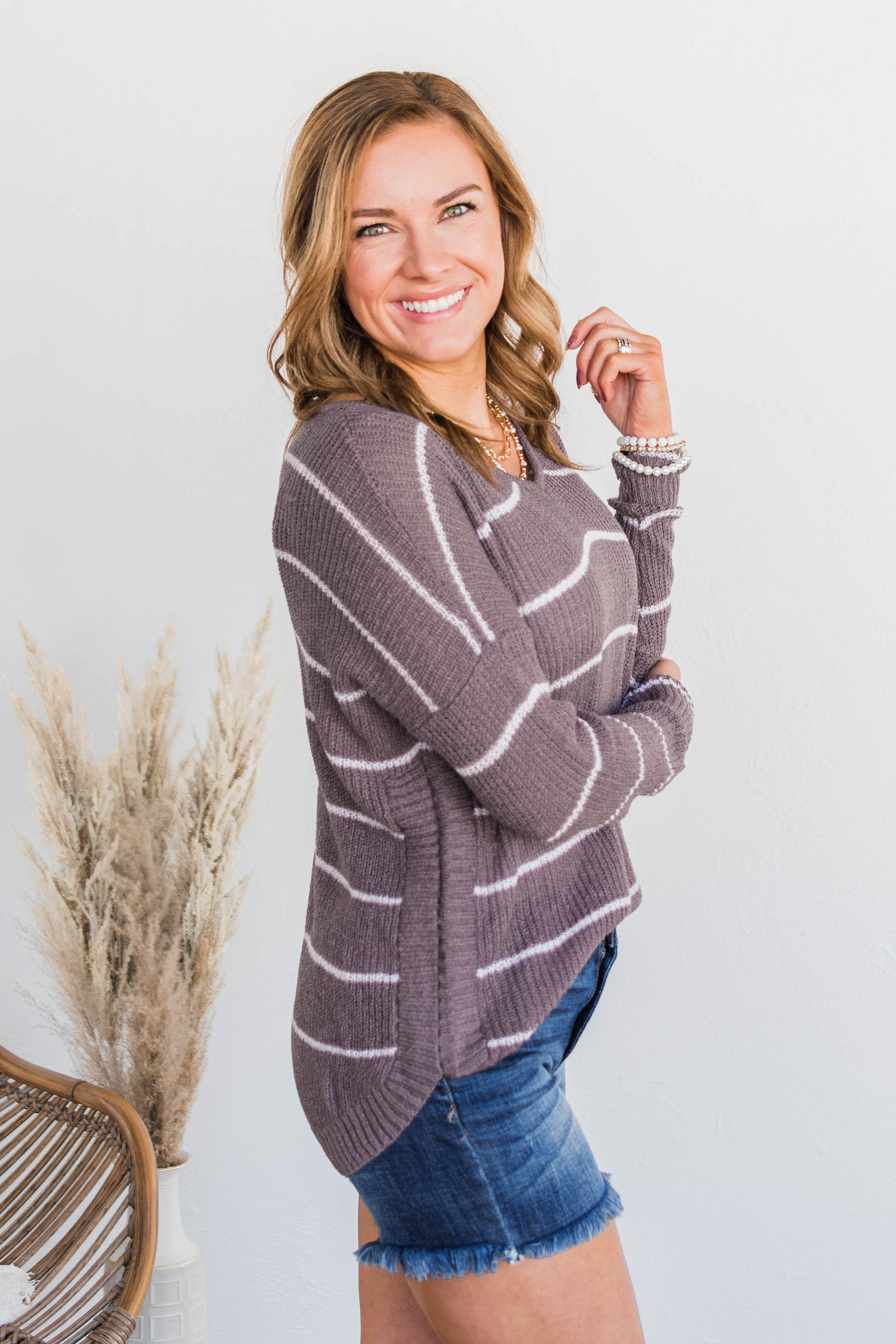 Pot Of Gold Striped Sweater- Lavender - Image 5