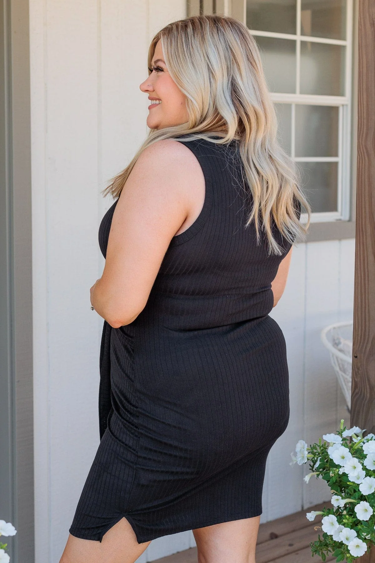 Power Of Belief Ribbed Dress- Black - Image 10