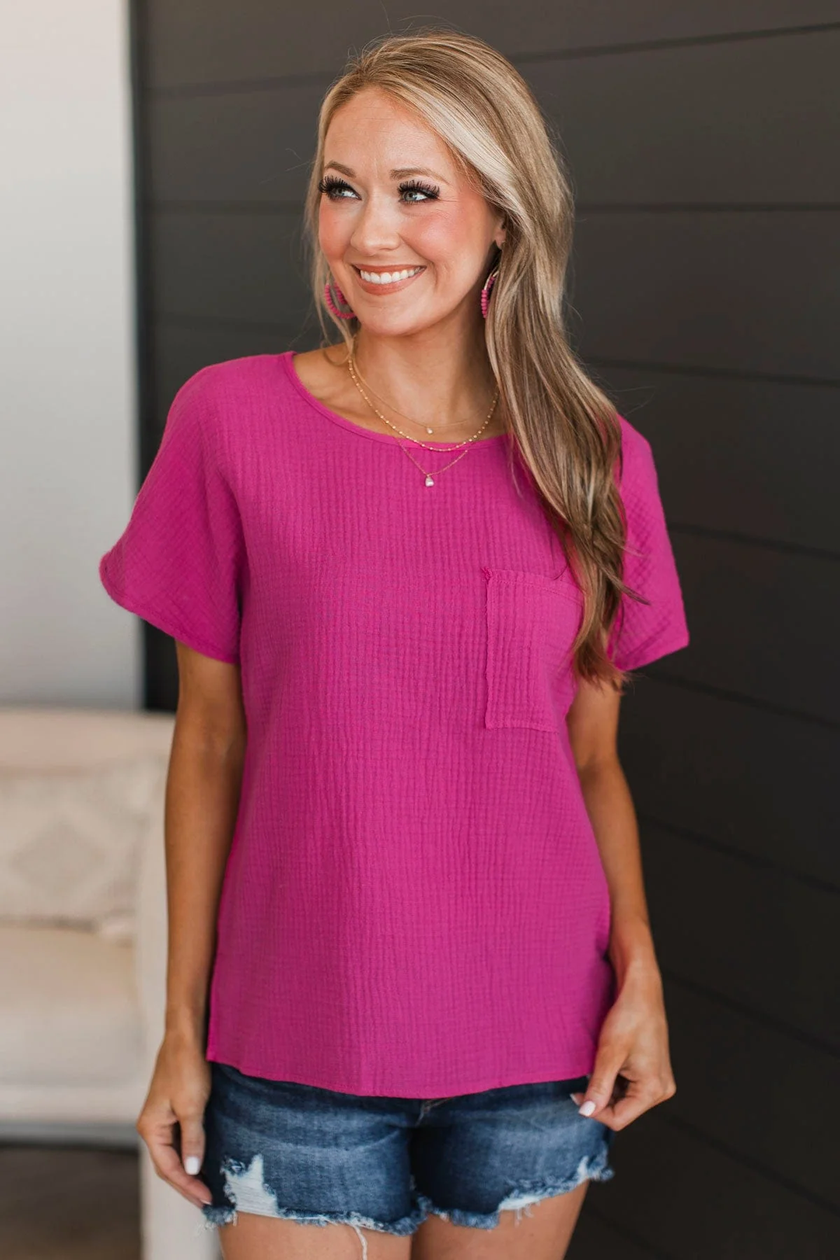 Power Of Dreams Short Sleeve Top- Hot Pink - Image 3