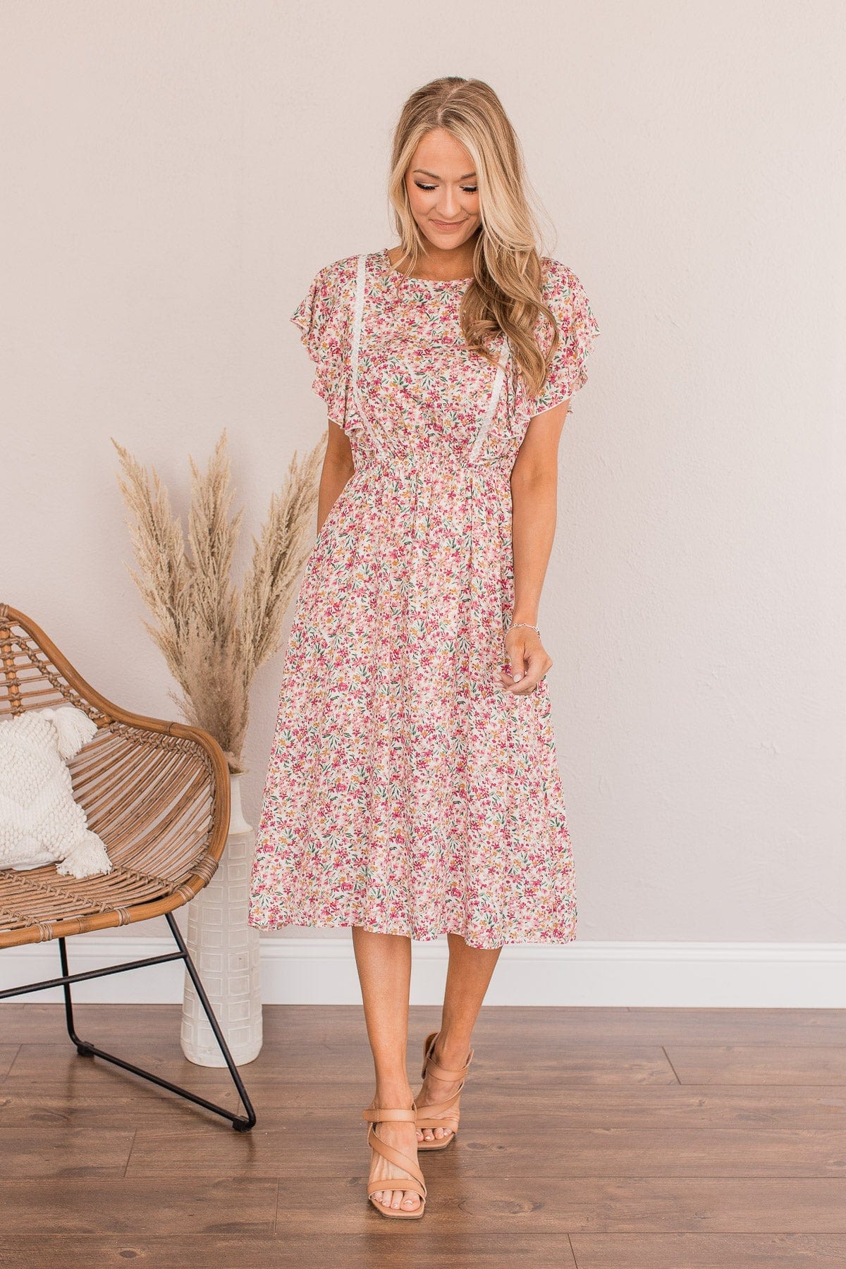 Prancing Prairies Floral Dress- Ivory - Image 3