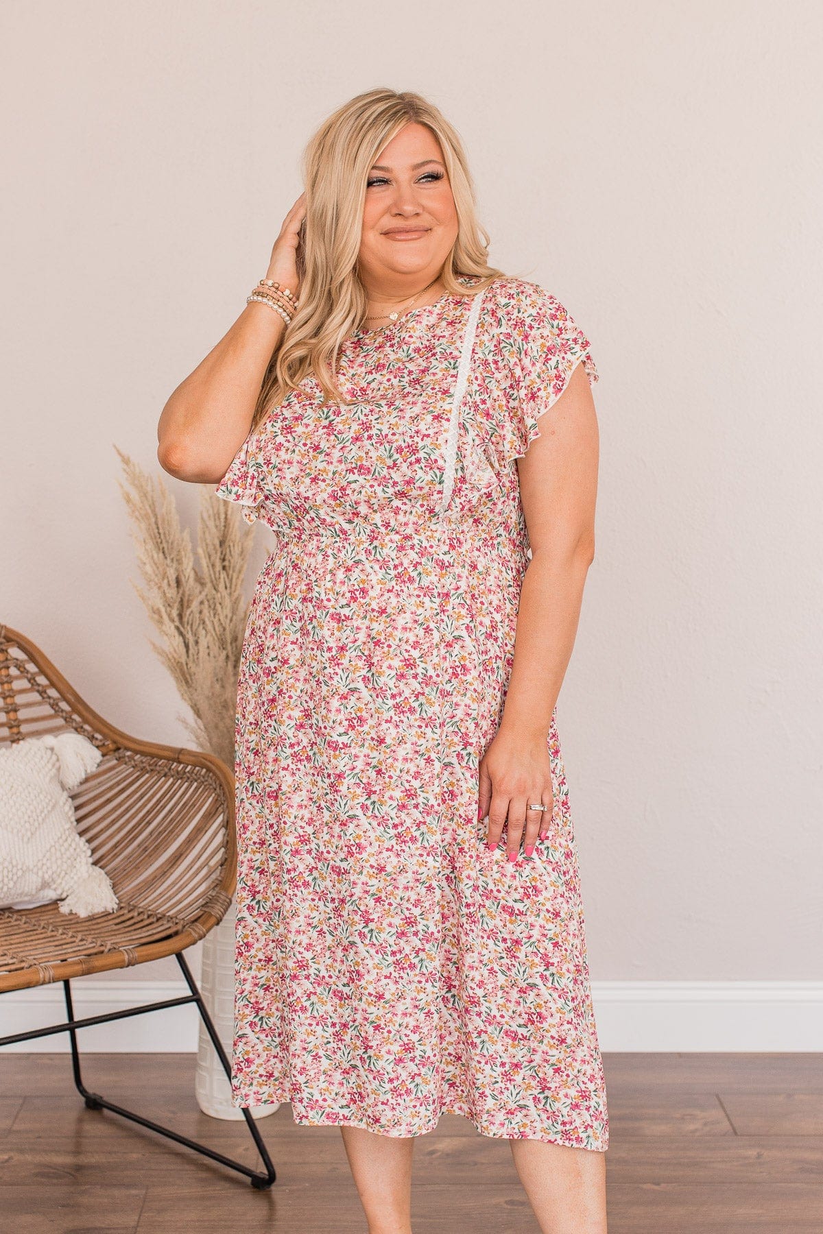 Prancing Prairies Floral Dress- Ivory - Image 4
