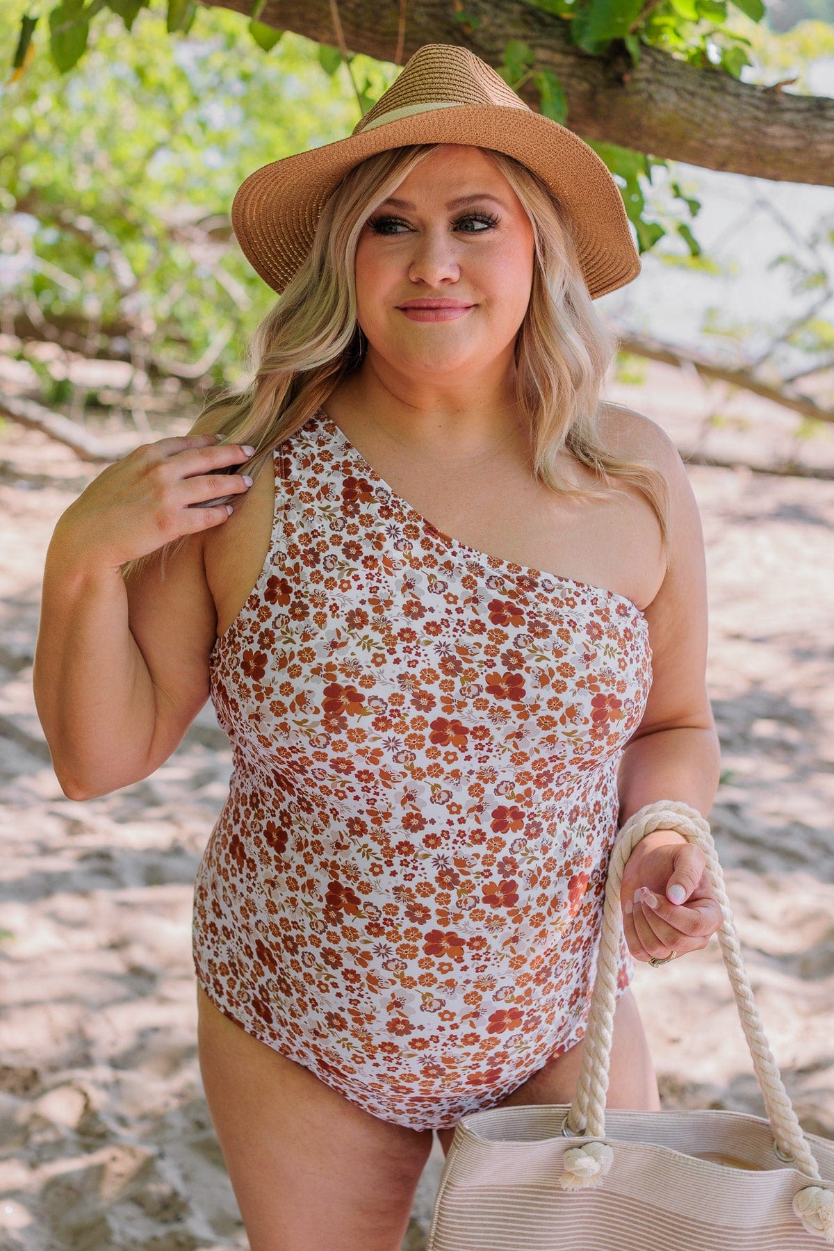 Beach Bound Floral One-Piece Swimsuit- Rust & Ivory - Image 3