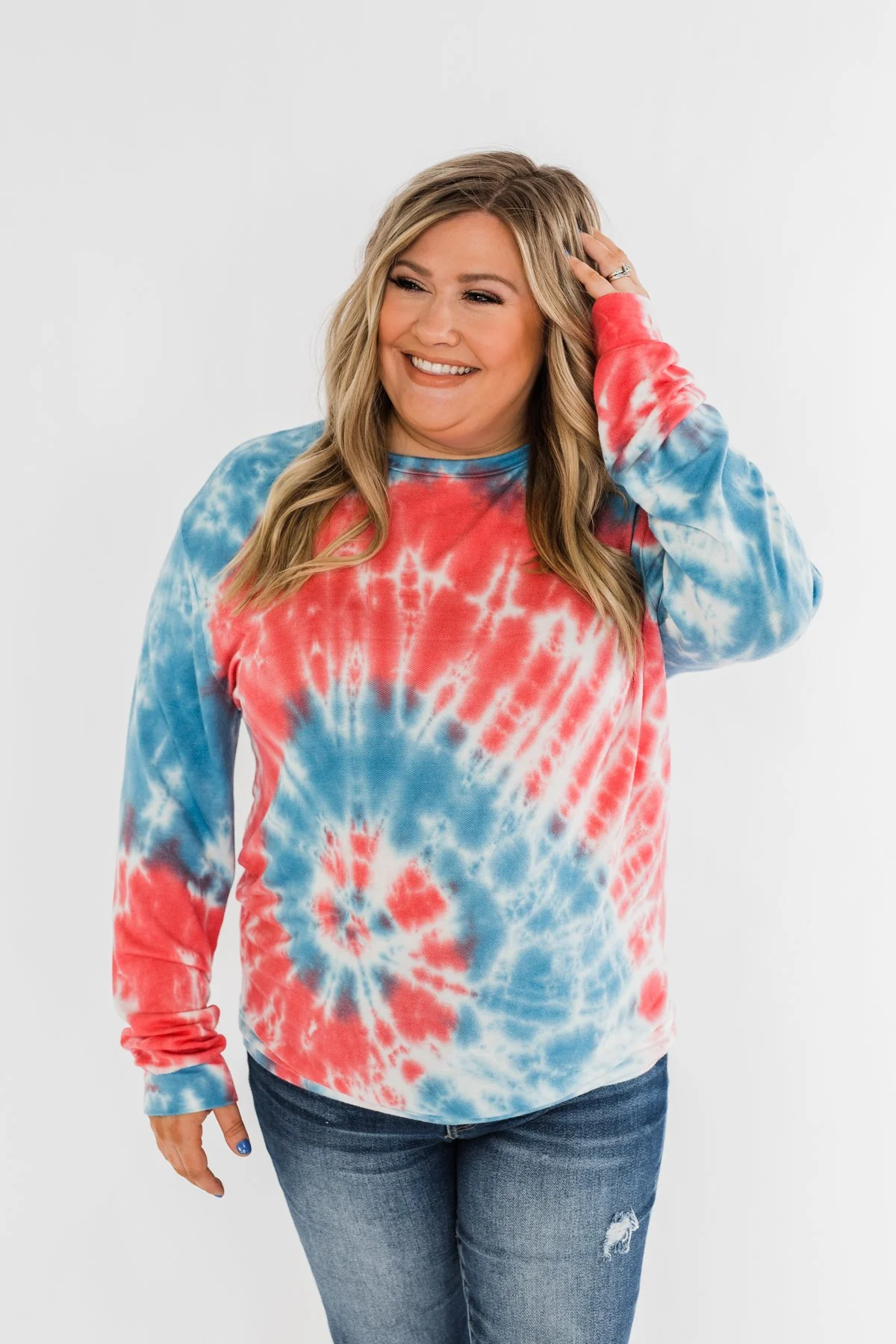 American Dreams Tie Dye Top- Red, White, & Blue - Image 5