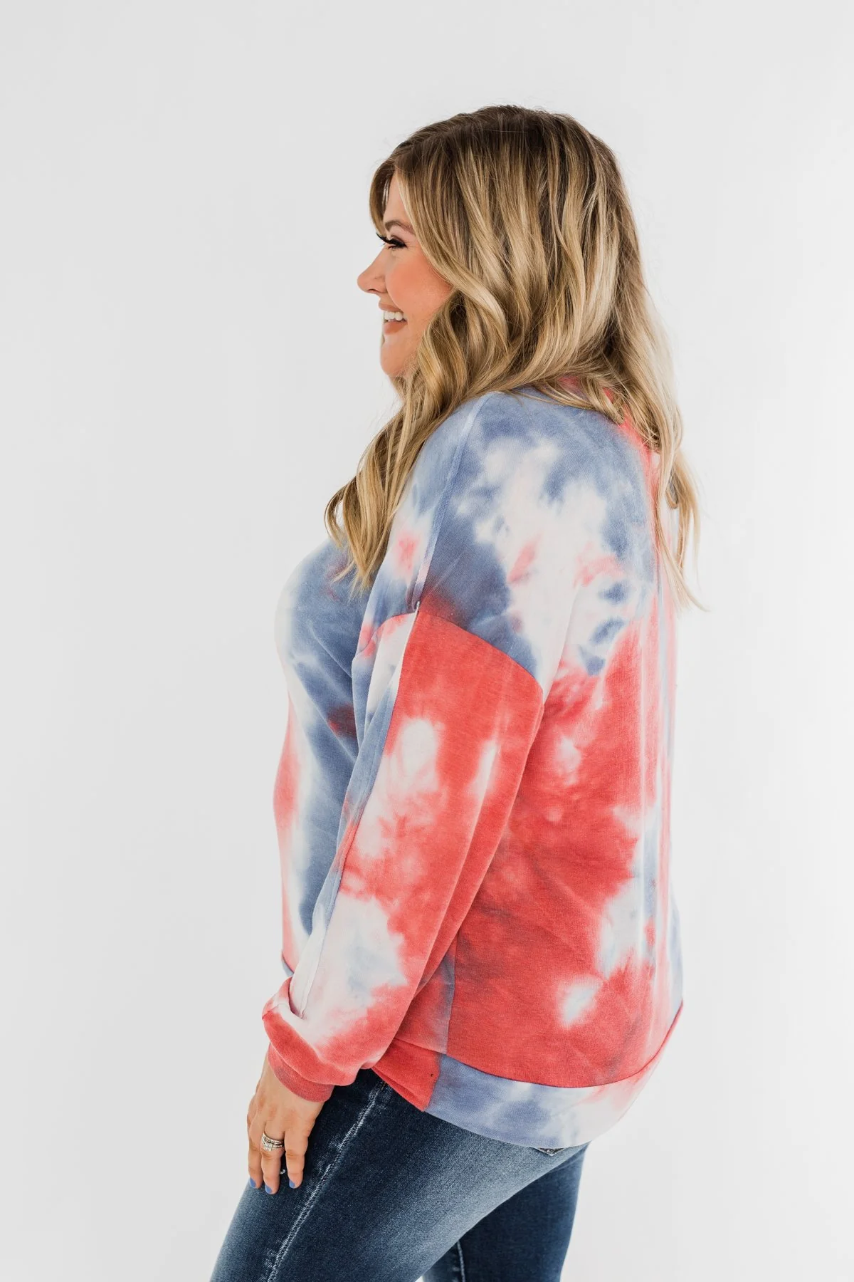 Tie Dye Pullover Top- Red, White, & Blue - Image 6