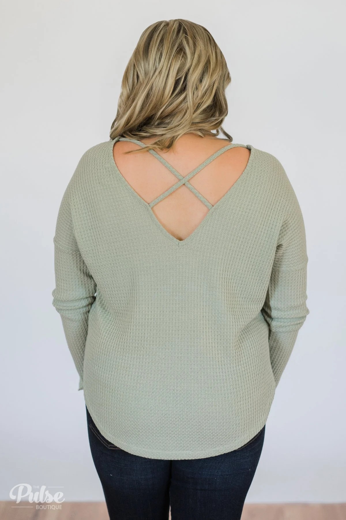 Precious Time Waffle Pocket Top- Sage - Image 8