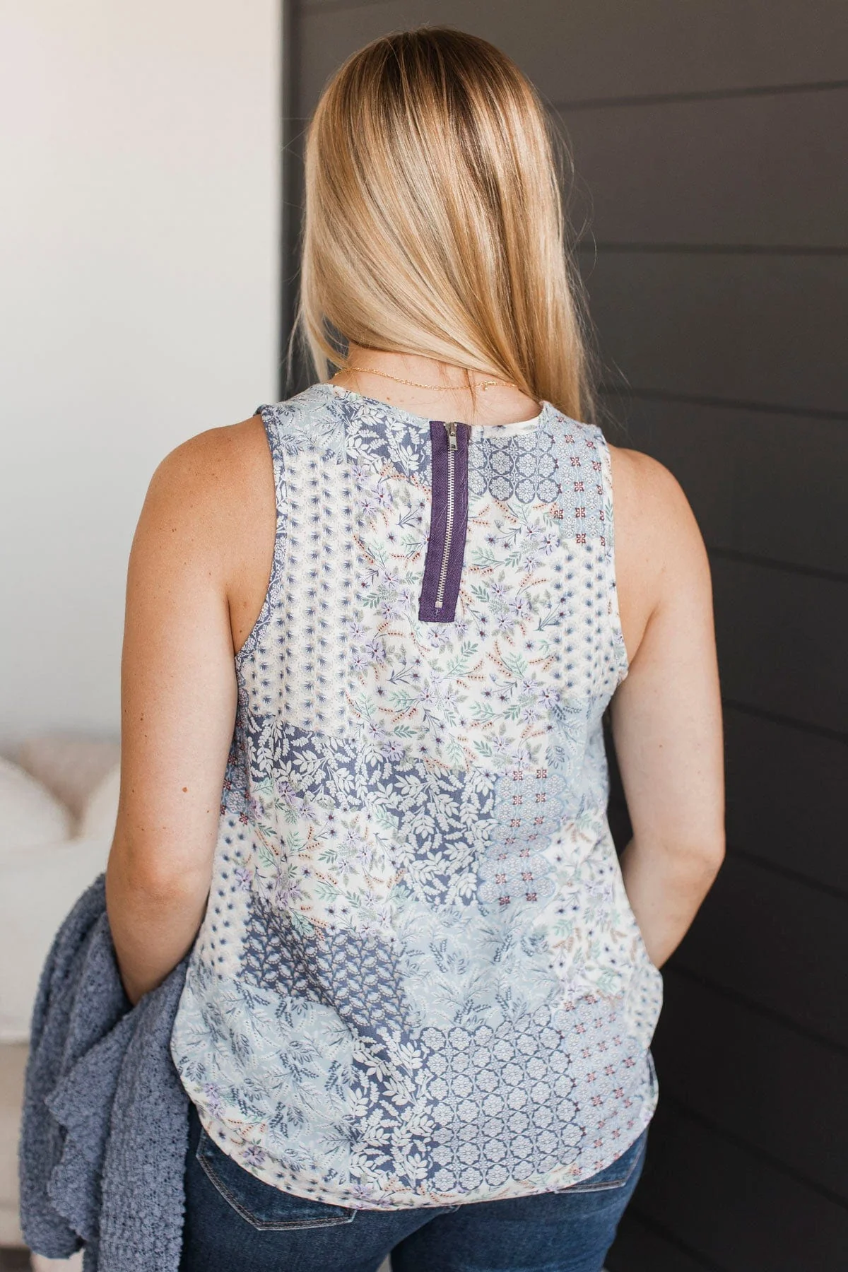 Predicting Greatness Patchwork Tank Top- Blue - Image 8