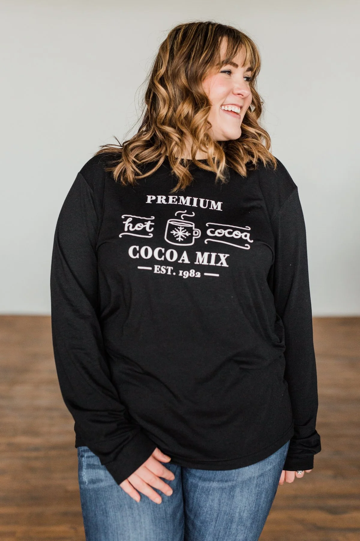 "Premium Hot Cocoa Mix" Long Sleeve Graphic Tee- Black - Image 5
