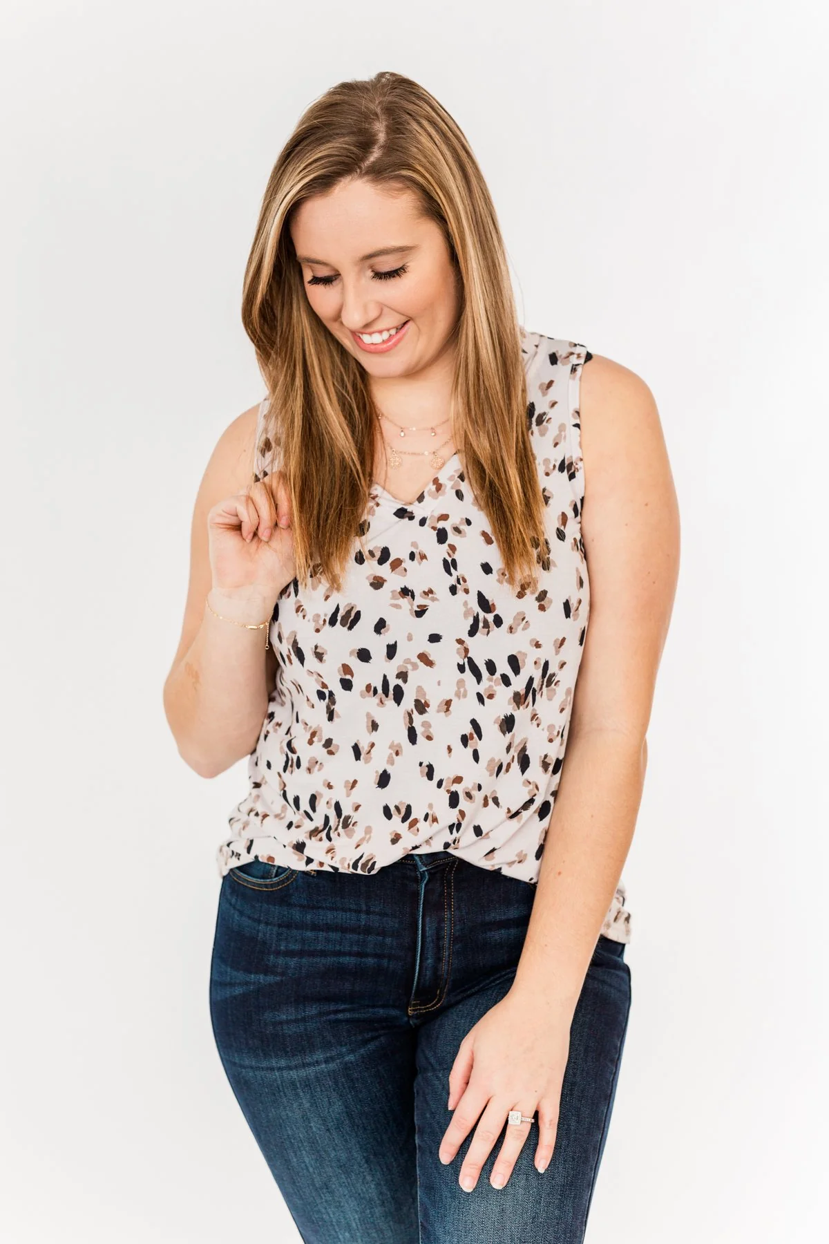 Prepare To Succeed Printed Tank Top- Light Taupe & Black - Image 6