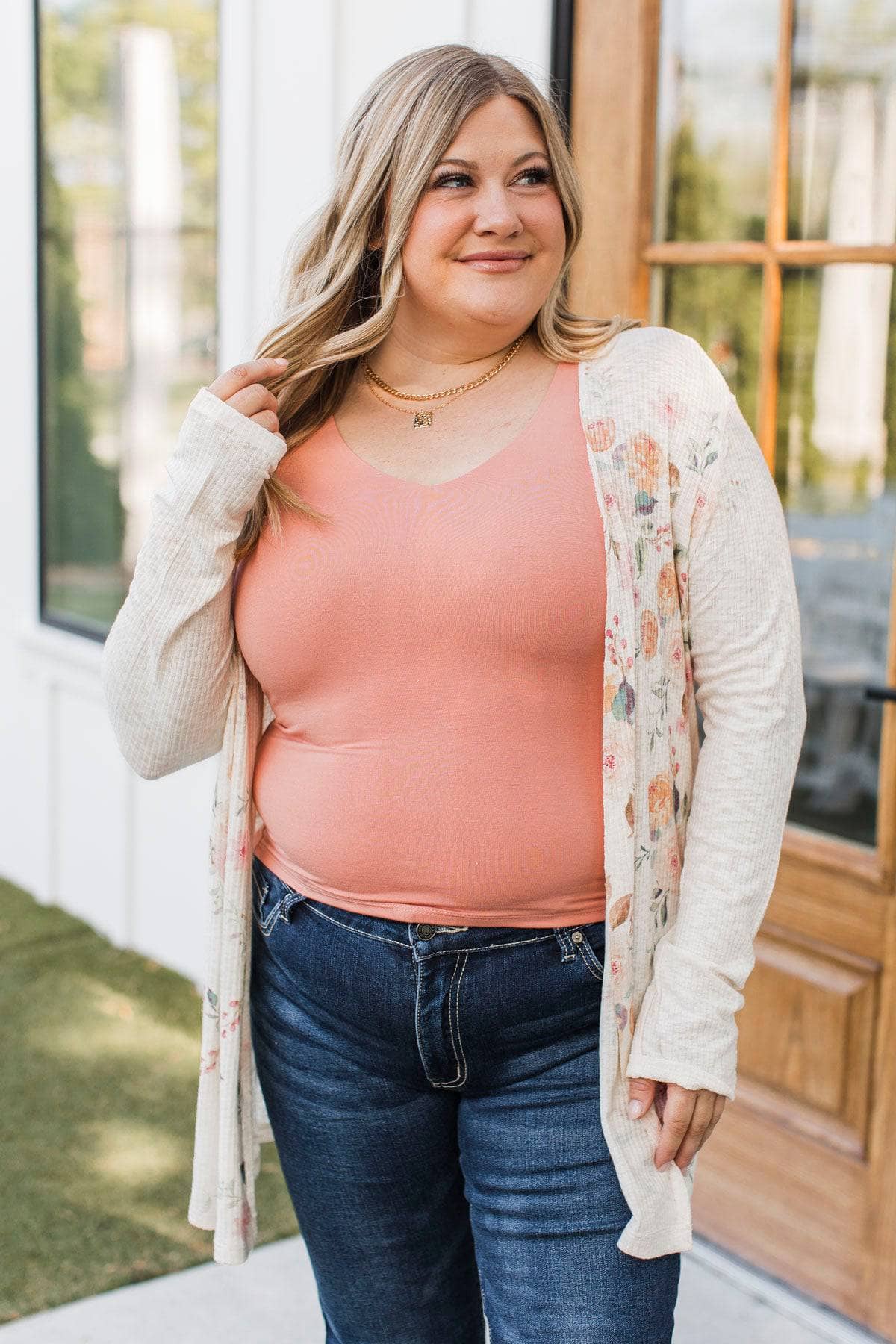 Prettiest Blooms Floral Cardigan- Nude - Image 4