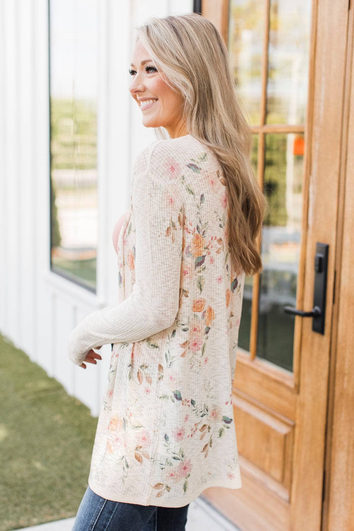 Prettiest Blooms Floral Cardigan- Nude - Image 7