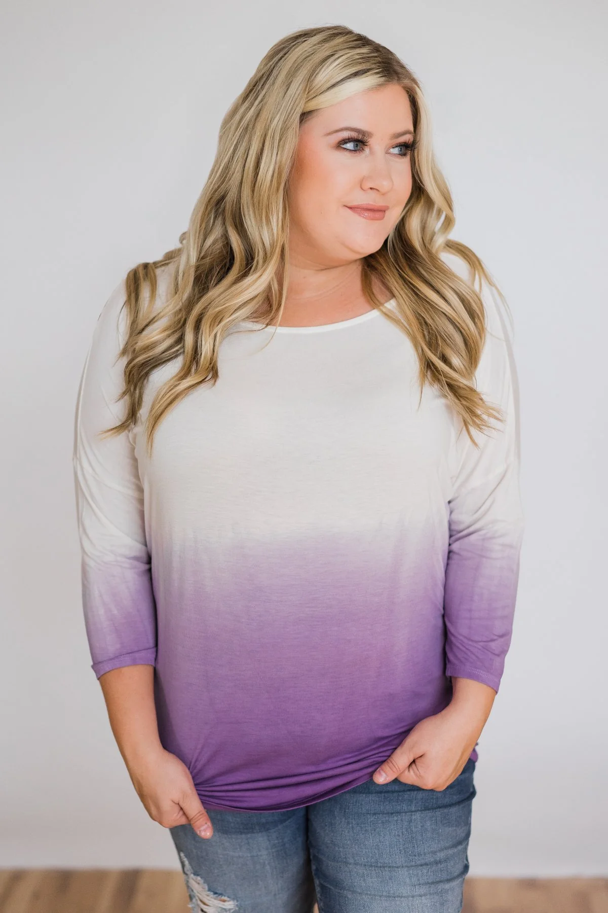 Pretty in a Purple Ombré Long Sleeve Top - Image 2