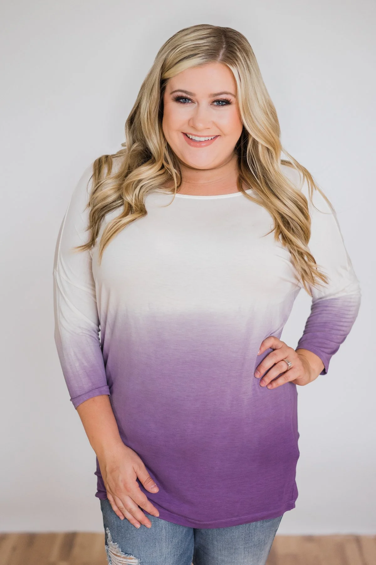 Pretty in a Purple Ombré Long Sleeve Top - Image 4