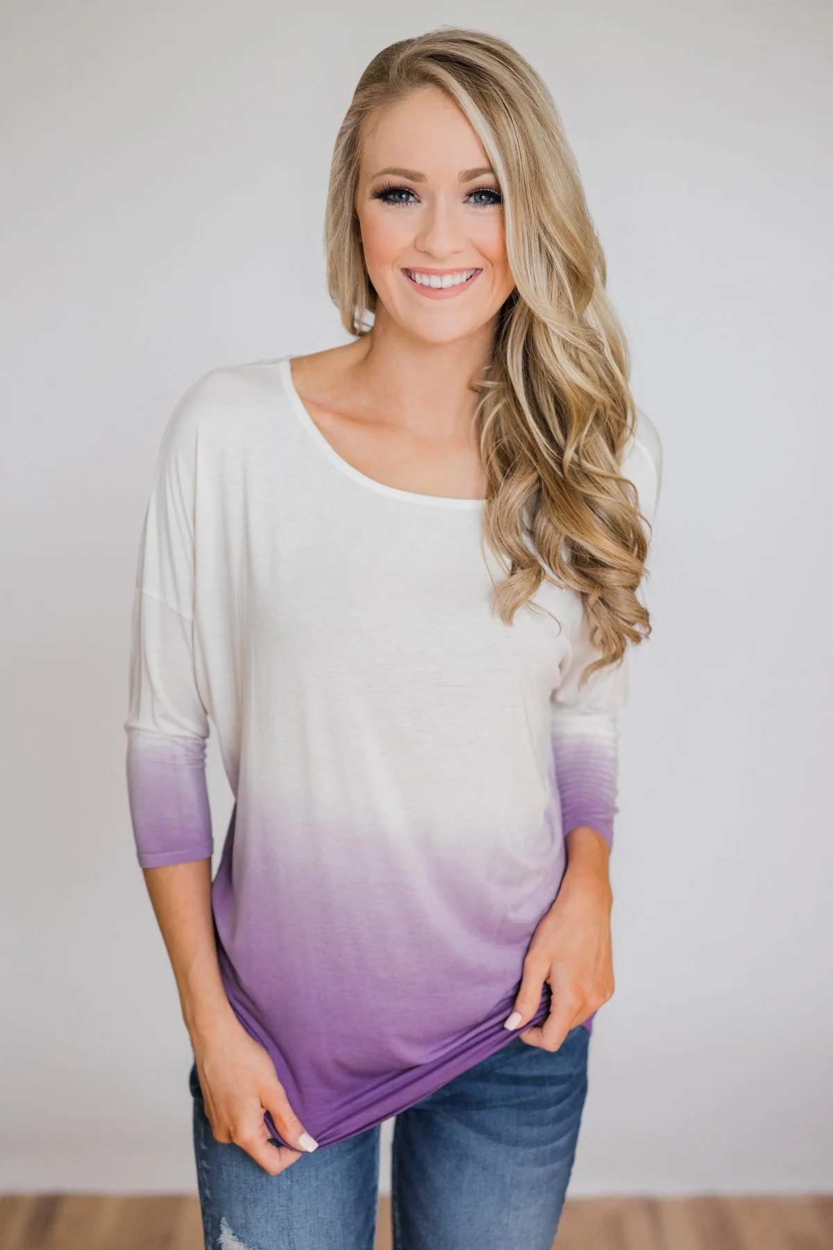 Pretty in a Purple Ombré Long Sleeve Top - Image 5
