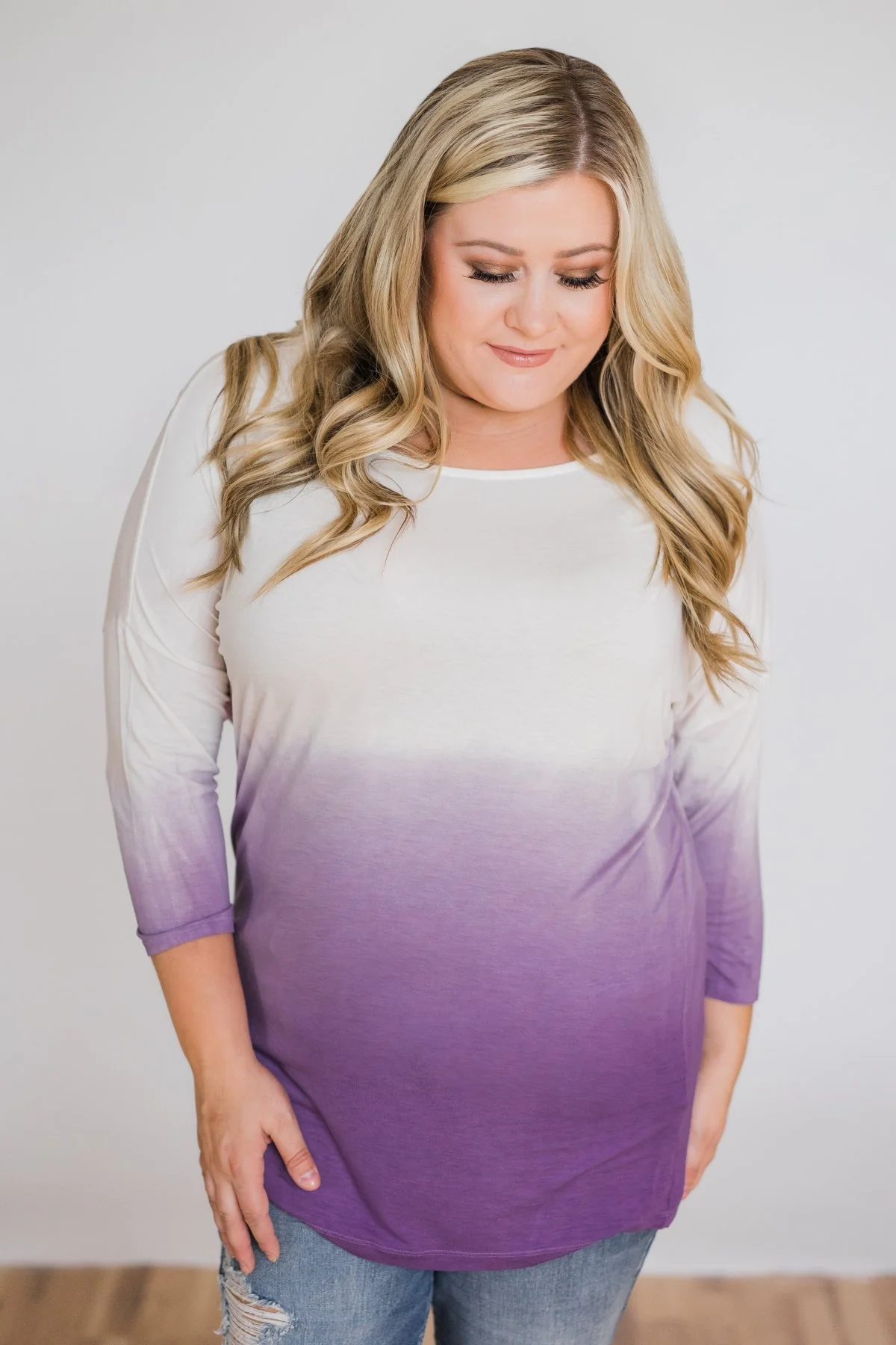 Pretty in a Purple Ombré Long Sleeve Top - Image 6