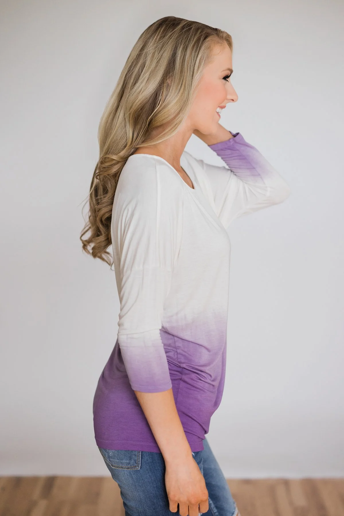 Pretty in a Purple Ombré Long Sleeve Top - Image 7