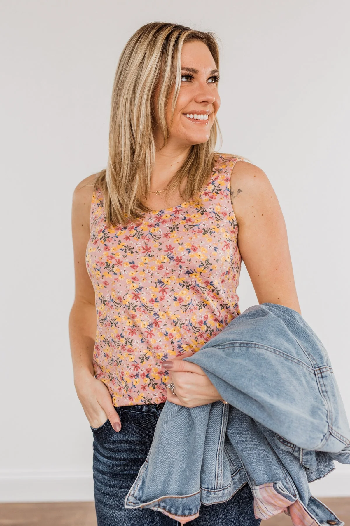 Pretty In Petals Floral Tank Top- Pink - Image 3