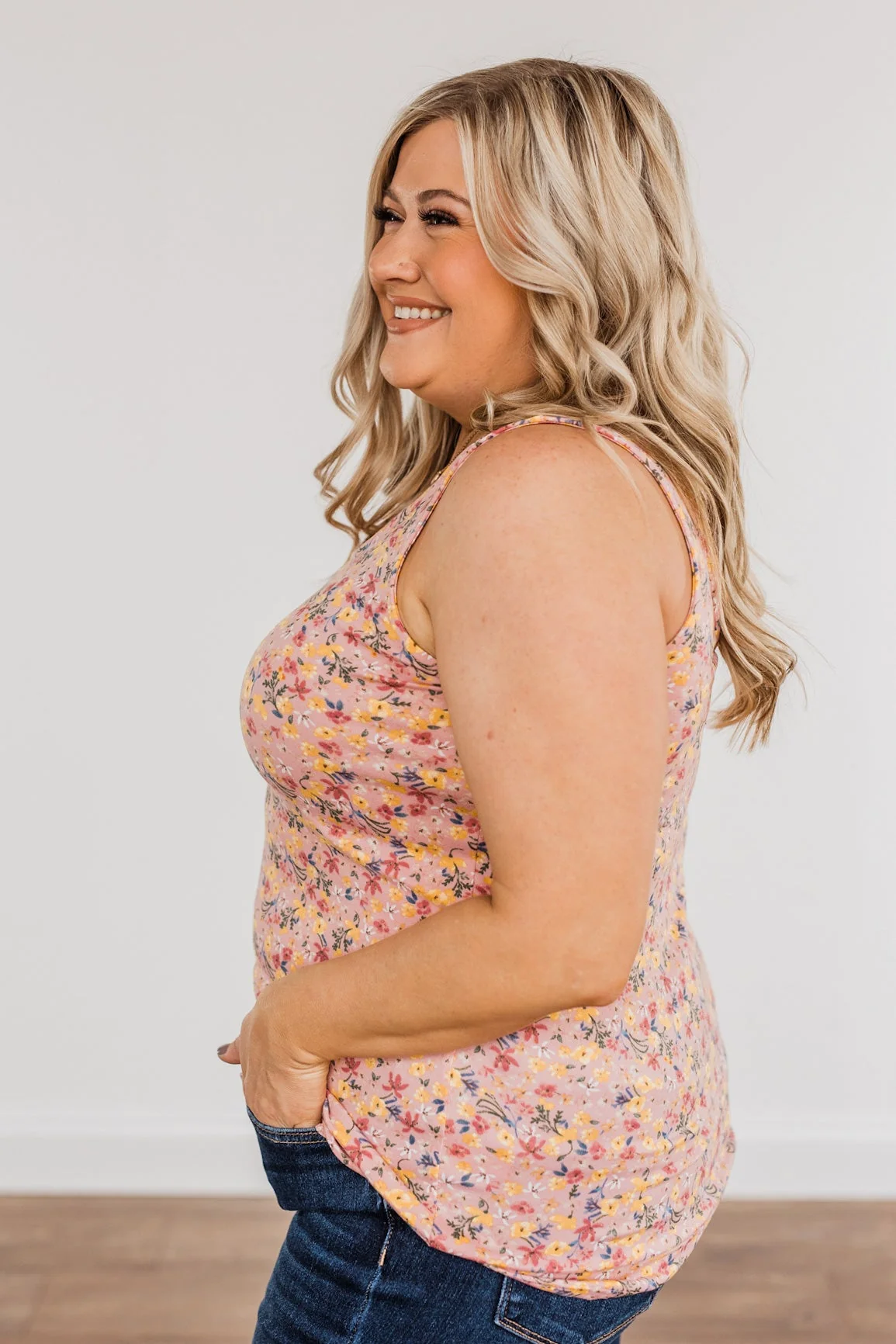 Pretty In Petals Floral Tank Top- Pink - Image 6