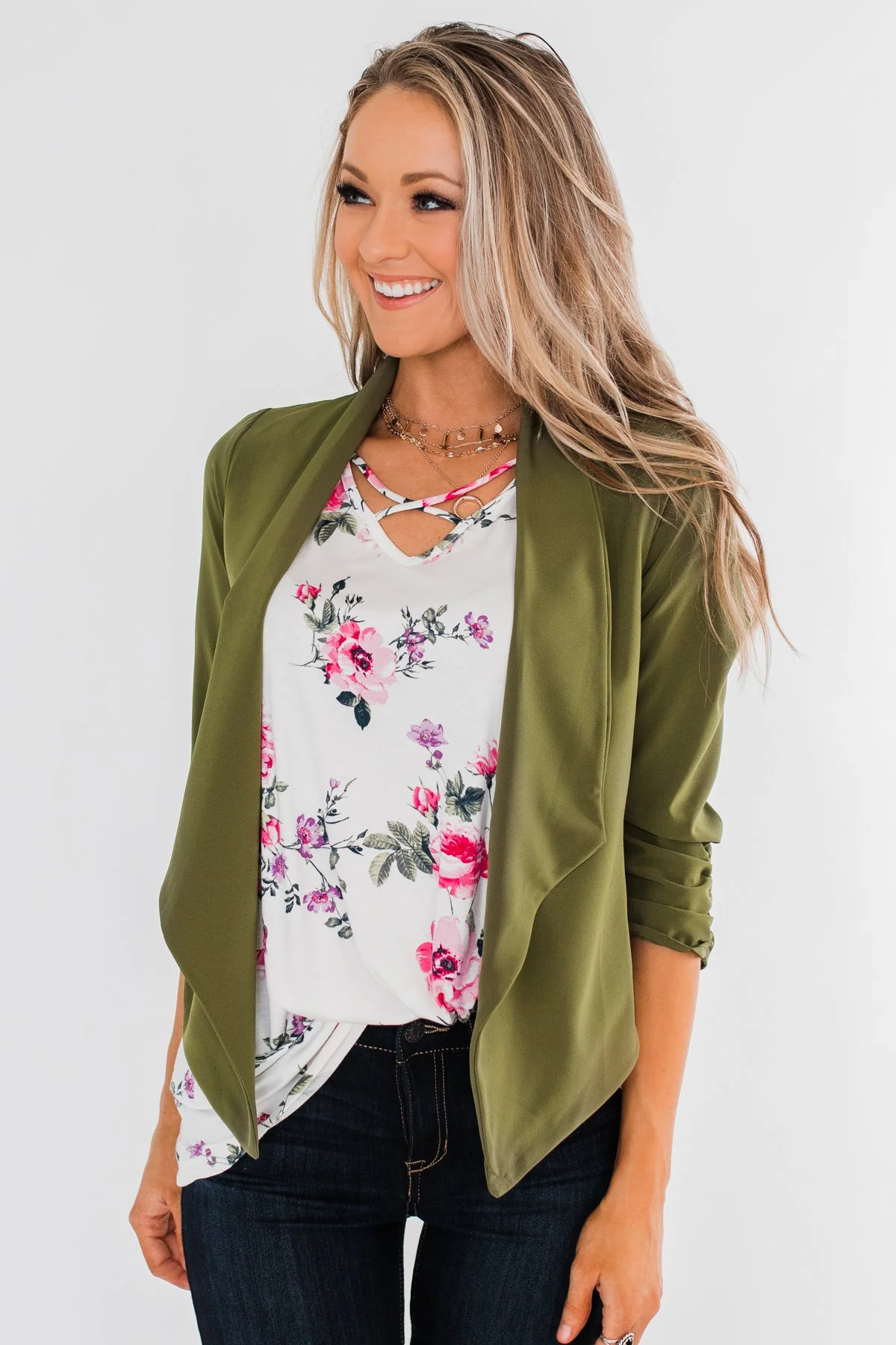 Pretty & Professional Blazer- Olive - Image 6