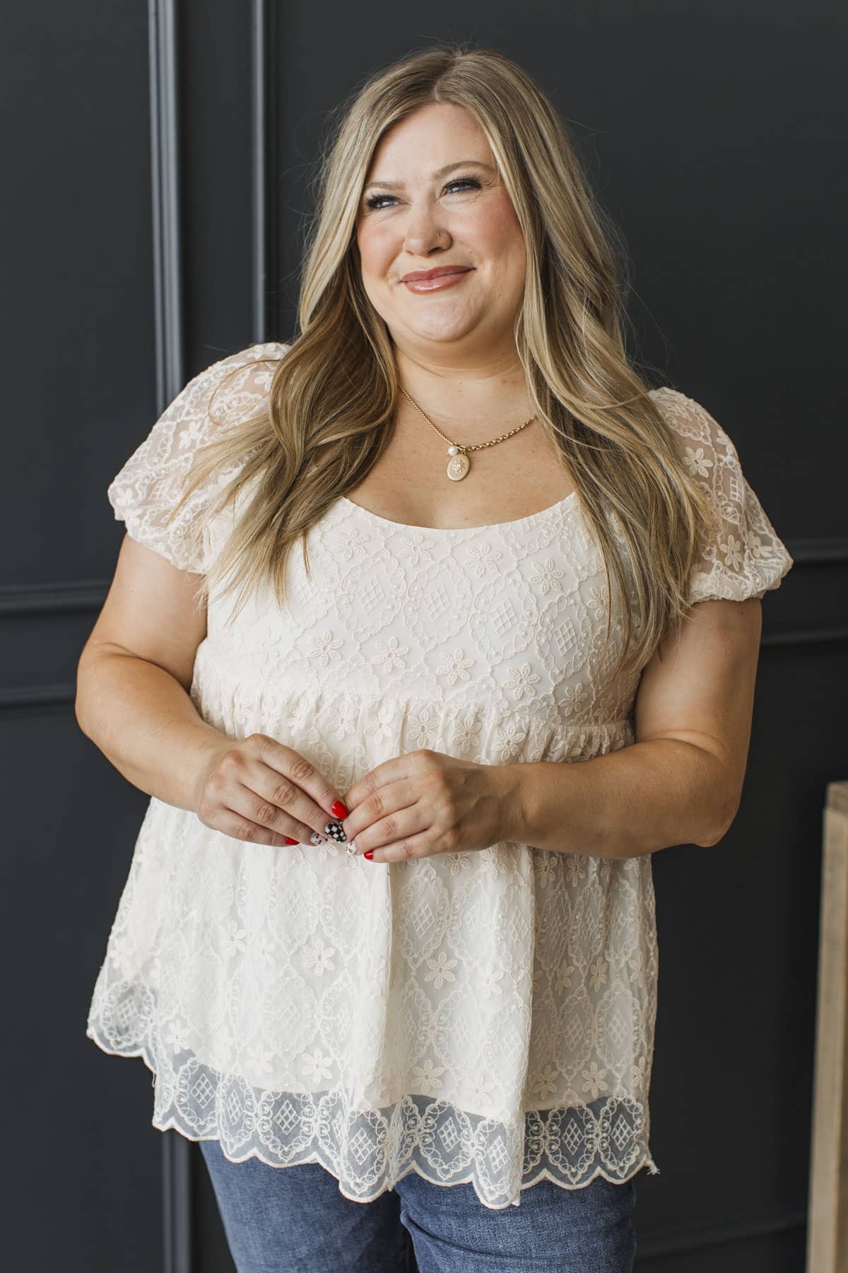 Princess For A Day Lace Overlay Blouse- Ivory - Image 3