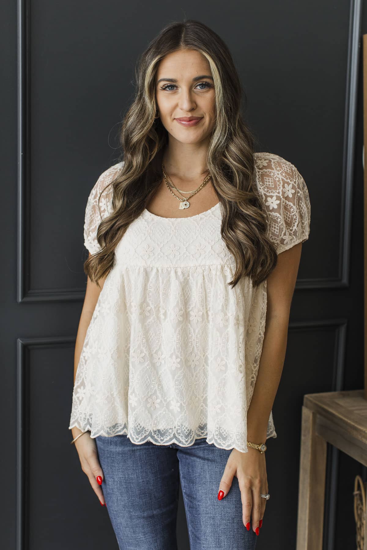 Princess For A Day Lace Overlay Blouse- Ivory - Image 4