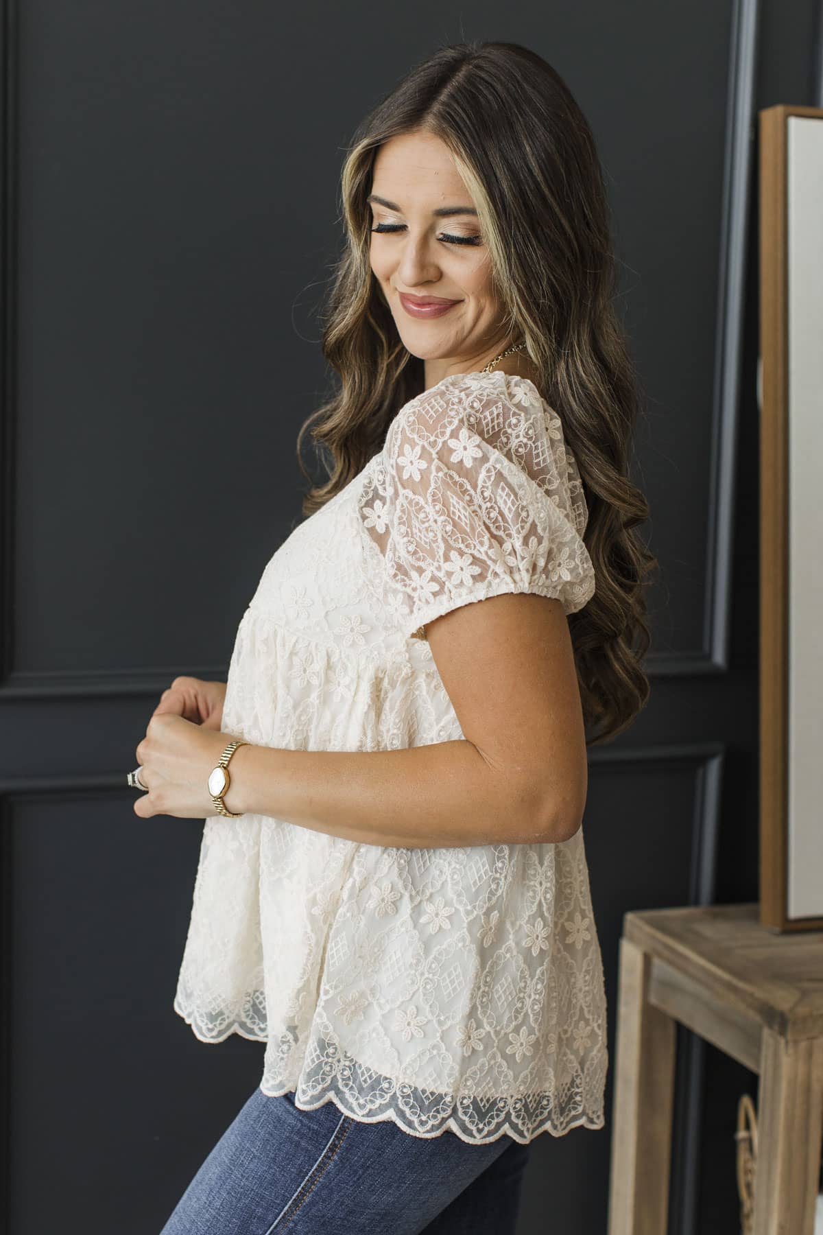 Princess For A Day Lace Overlay Blouse- Ivory - Image 6