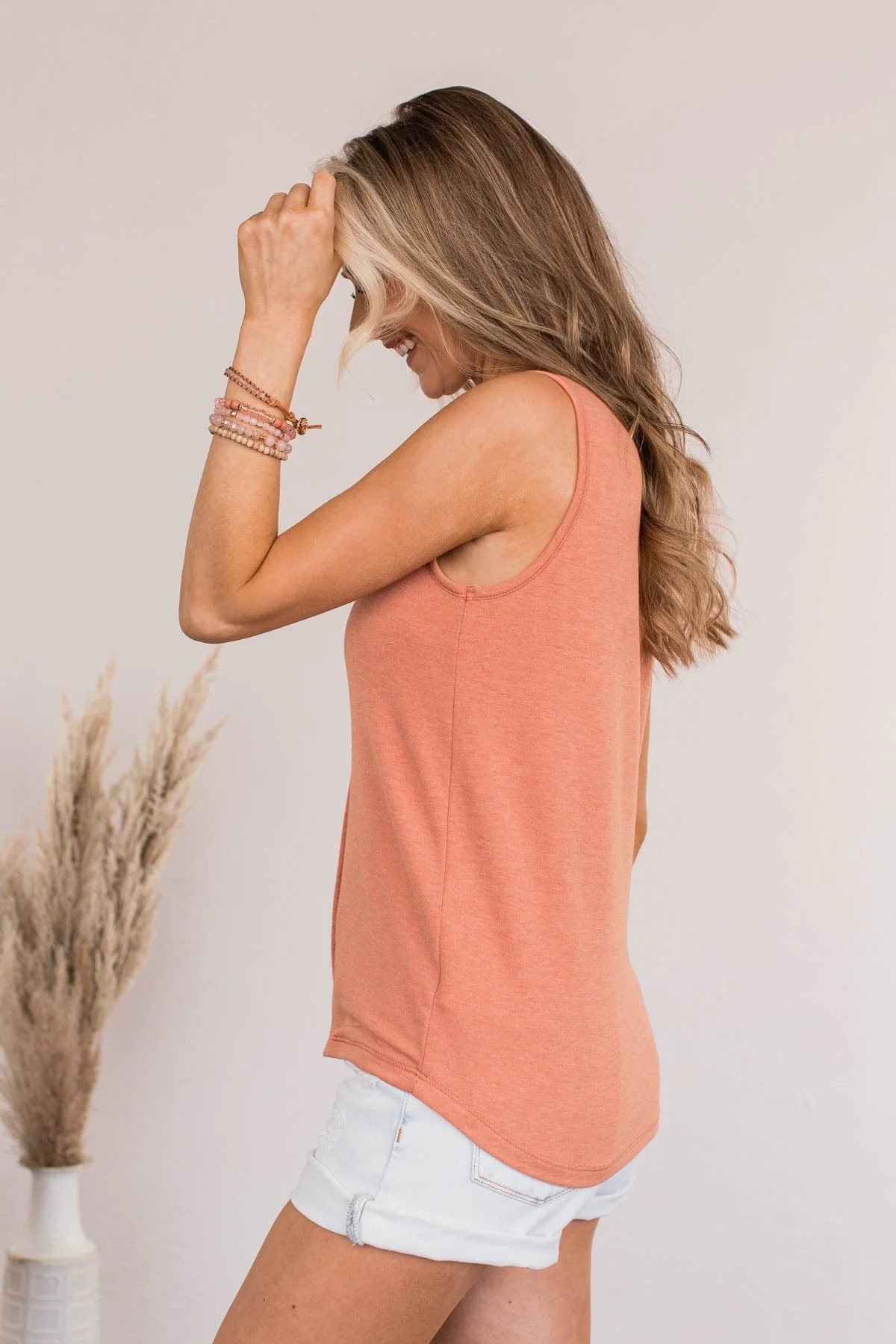 Proclaim My Love Button Tank- Dusty Coral - Image 5