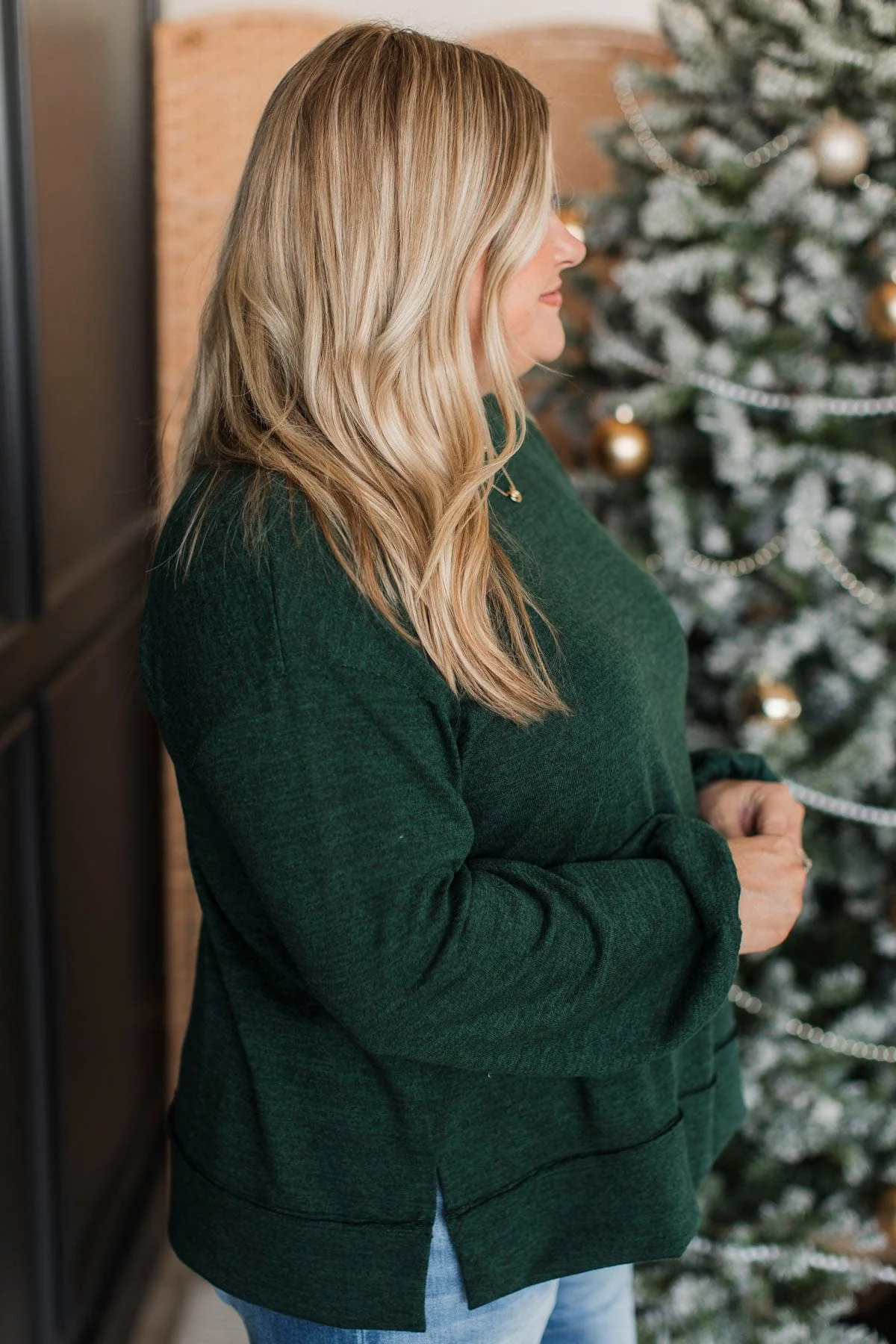 Profound Feelings Long Sleeve Top- Hunter Green - Image 6