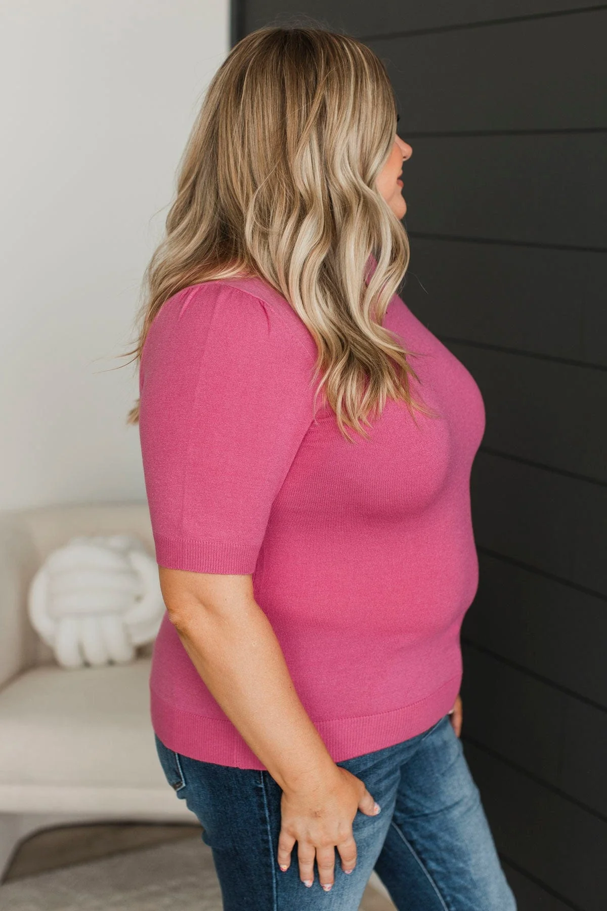 Profound Love Puff Sleeve Top- Hot Pink - Image 5