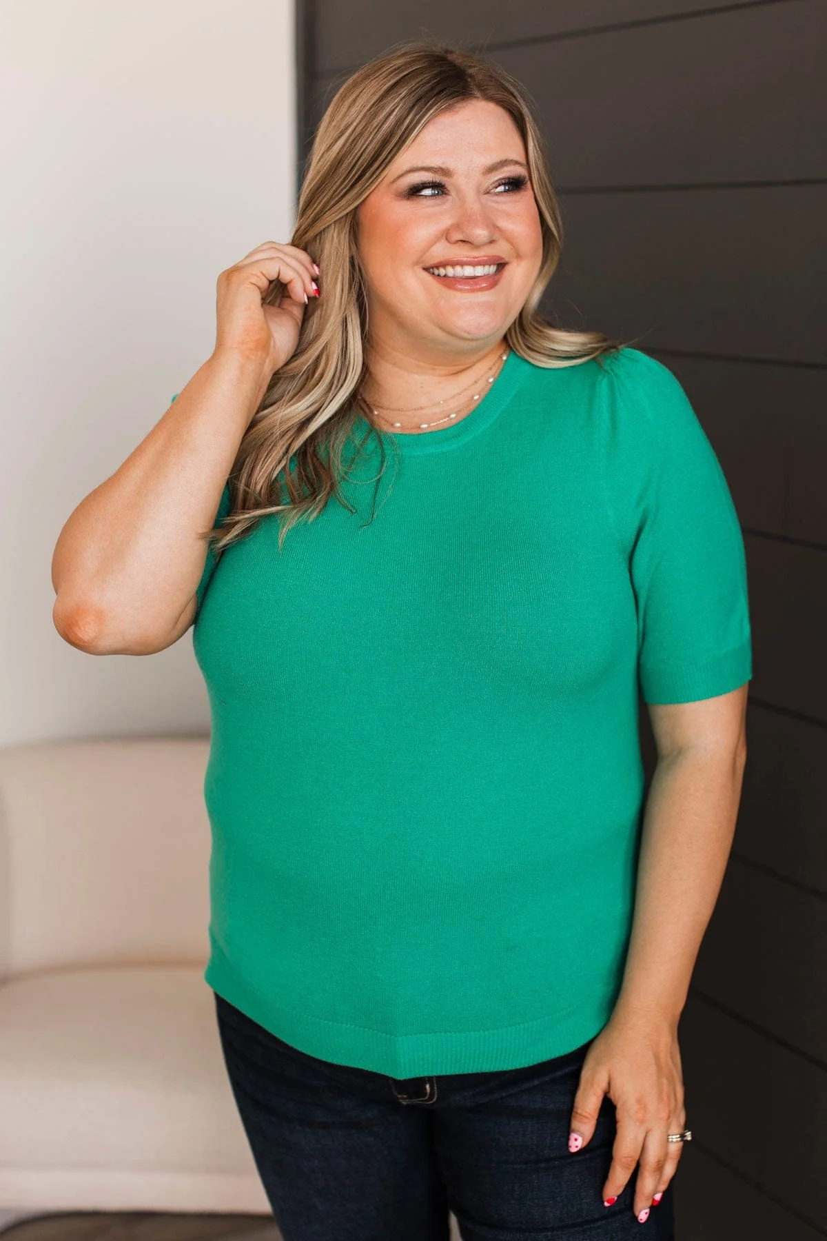 Profound Love Puff Sleeve Top- Jade Green - Image 2