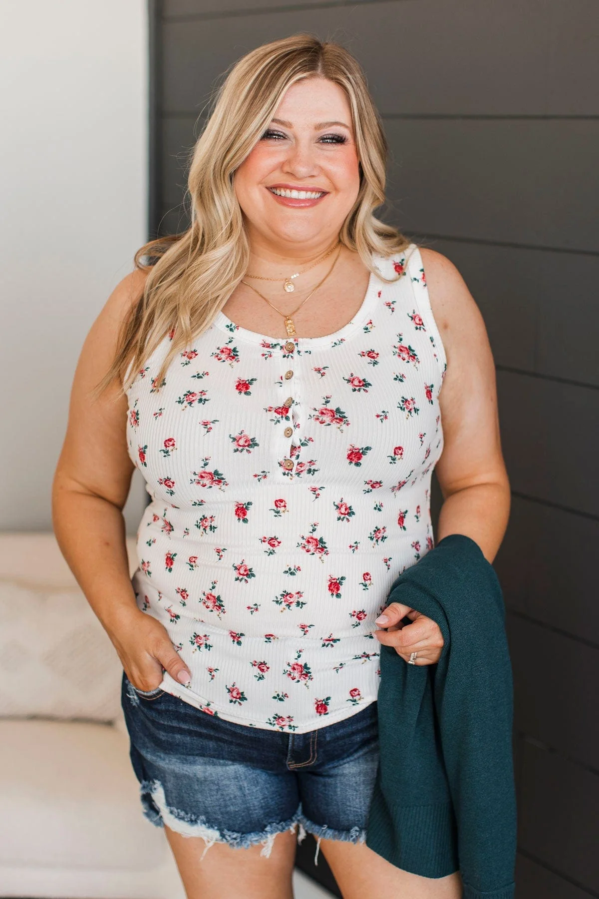 Promise Me Forever Floral Tank Top- Ivory - Image 2