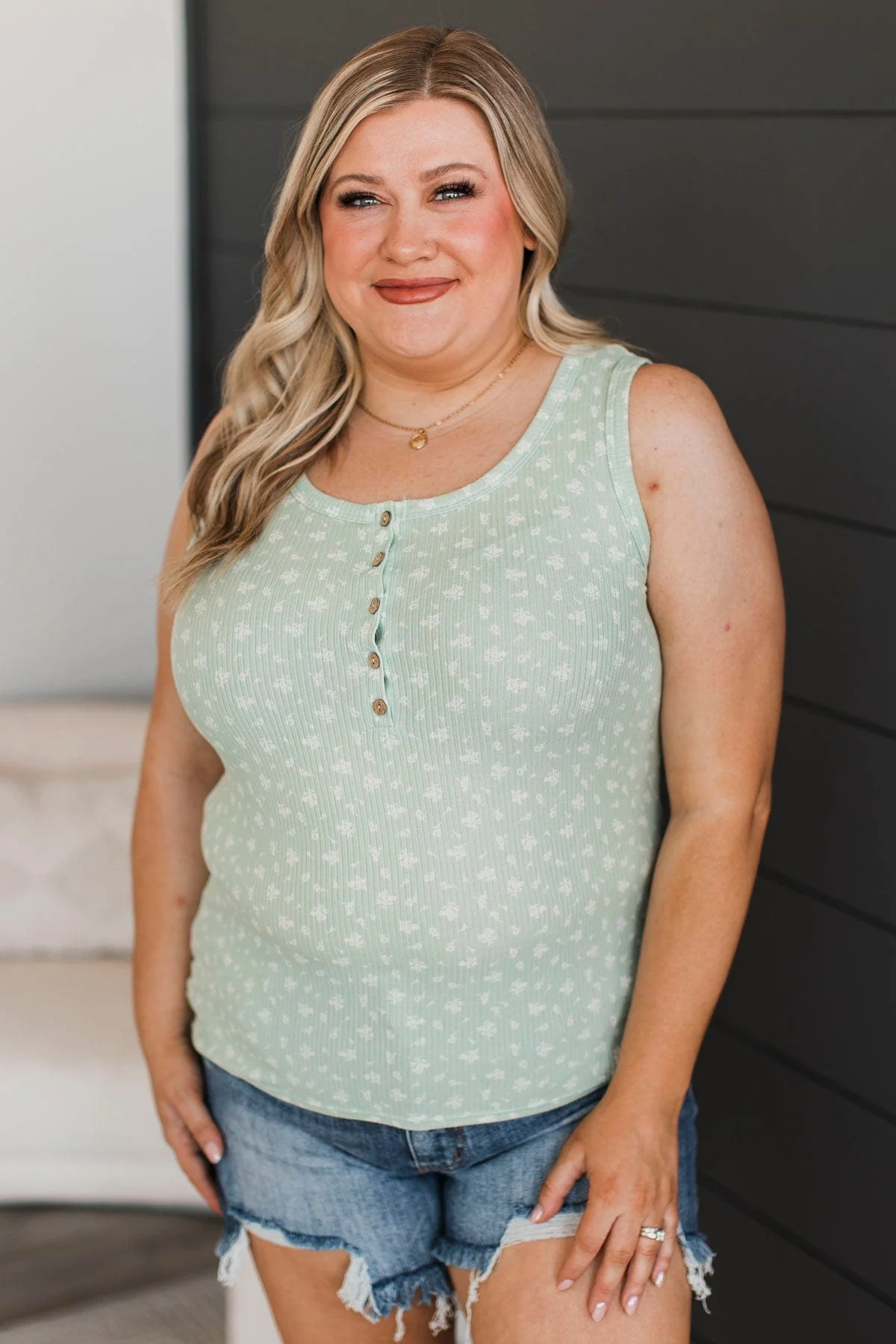 Promise Me Forever Floral Tank Top- Sage - Image 4