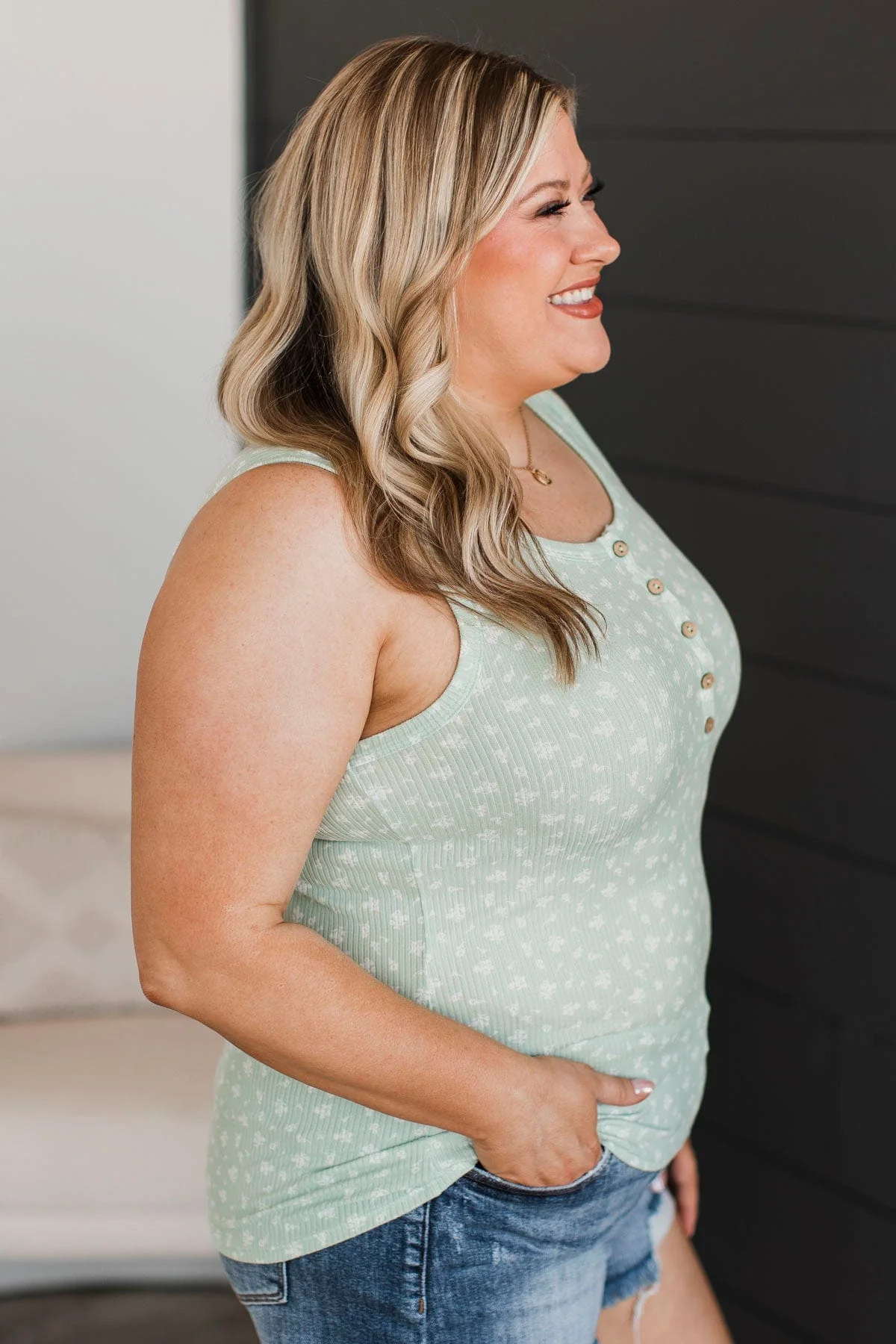 Promise Me Forever Floral Tank Top- Sage - Image 6