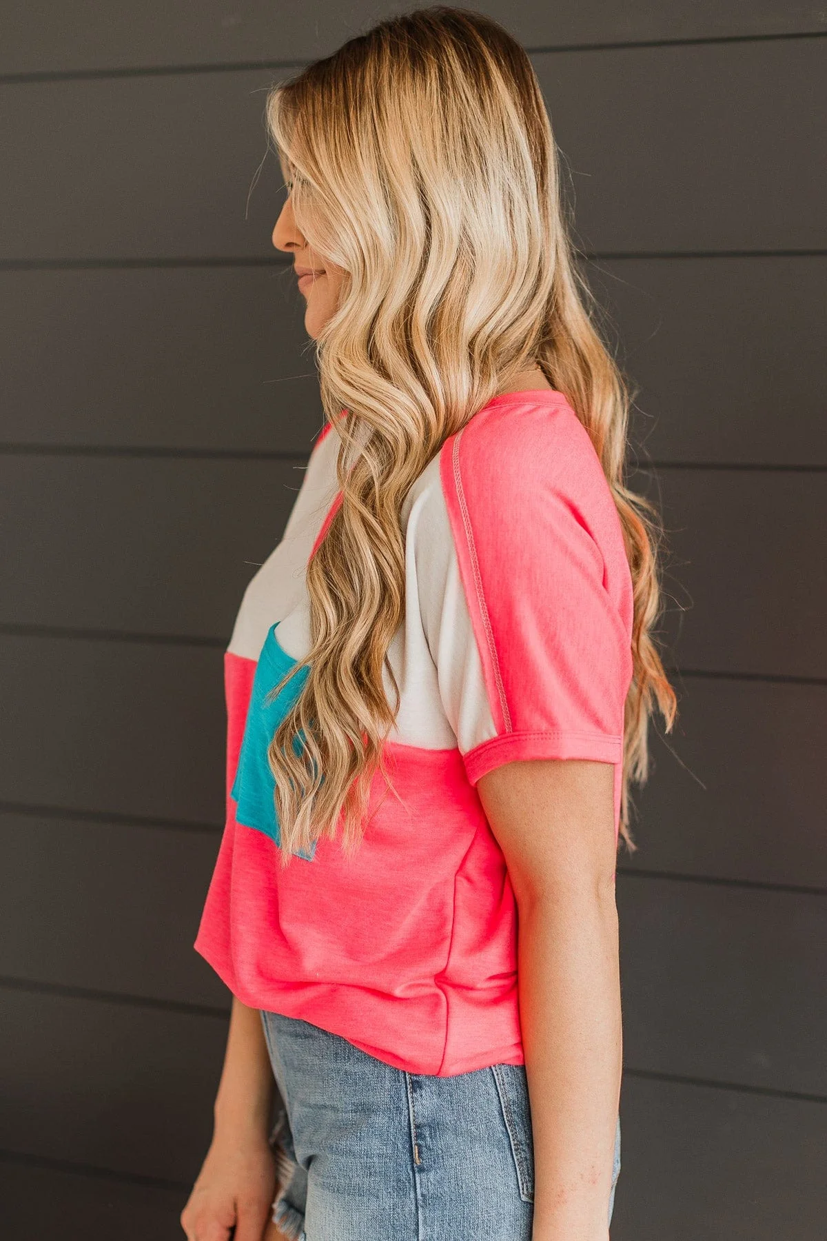 Promise Of Forever Knit Top- Ivory & Neon Pink - Image 4