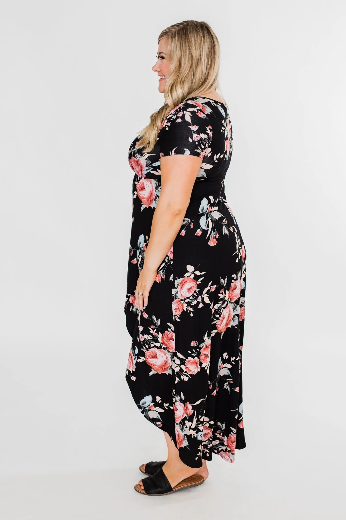 Promise To Keep Hi-Low Floral Maxi Dress- Black - Image 12