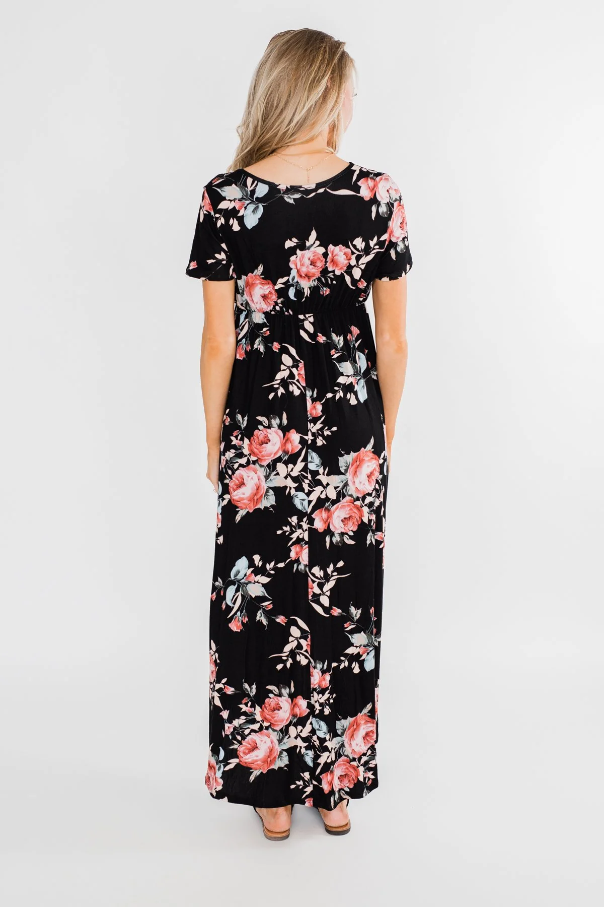 Promise To Keep Hi-Low Floral Maxi Dress- Black - Image 13